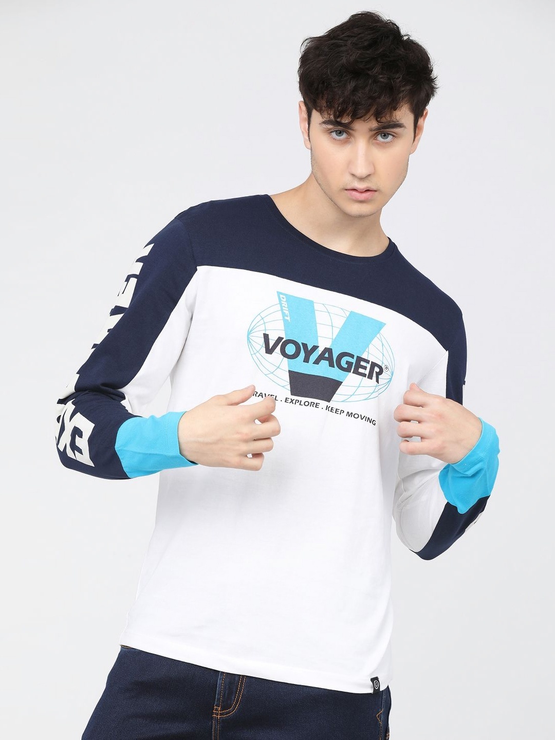 

LOCOMOTIVE Men Graphic Printed Round Neck Cotton Slim Fit T-shirt, White