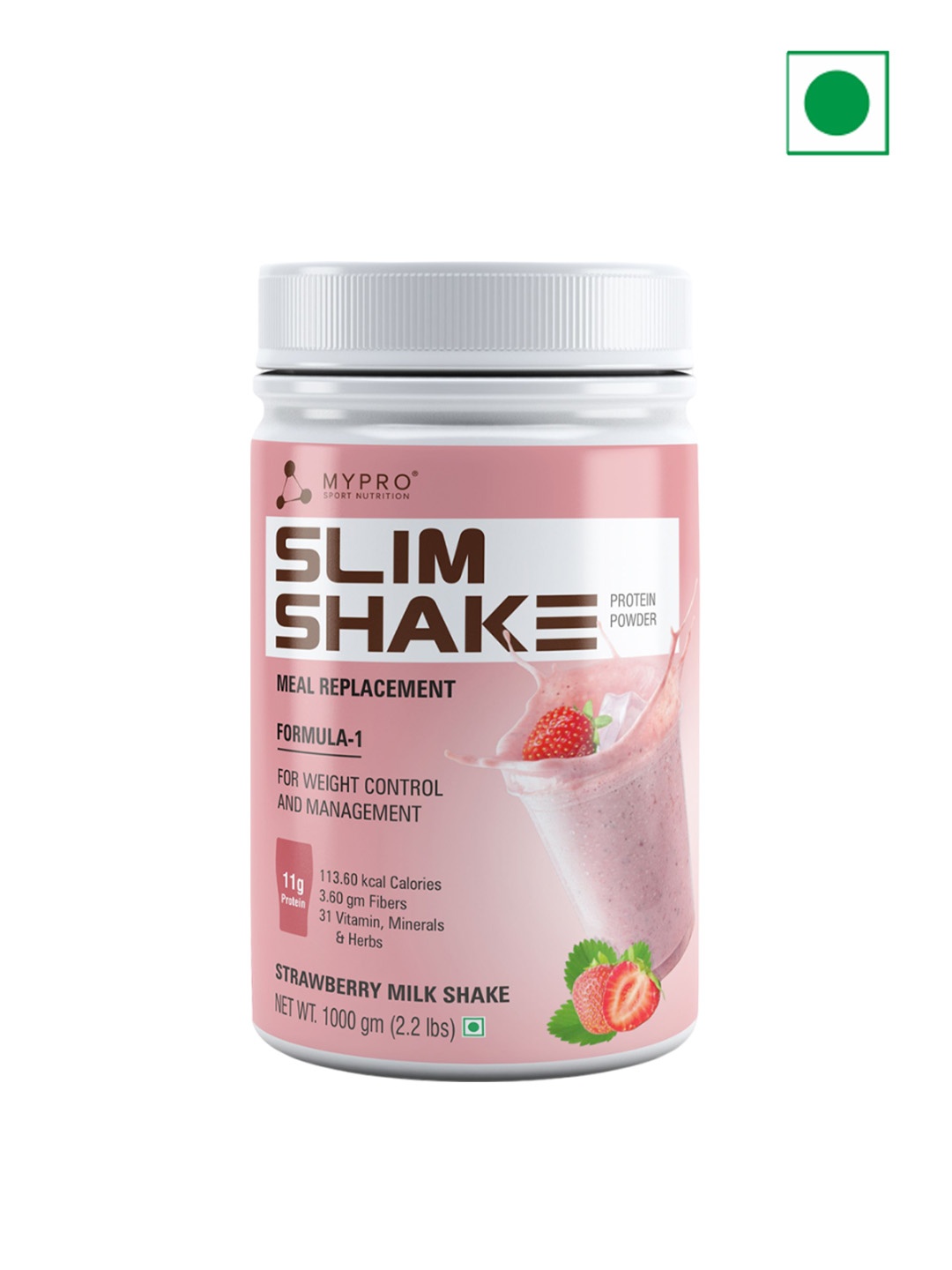

Mypro Sport Nutrition Slim Shake Meal Replacement Powder -1 kg- Strawberry -, Pink