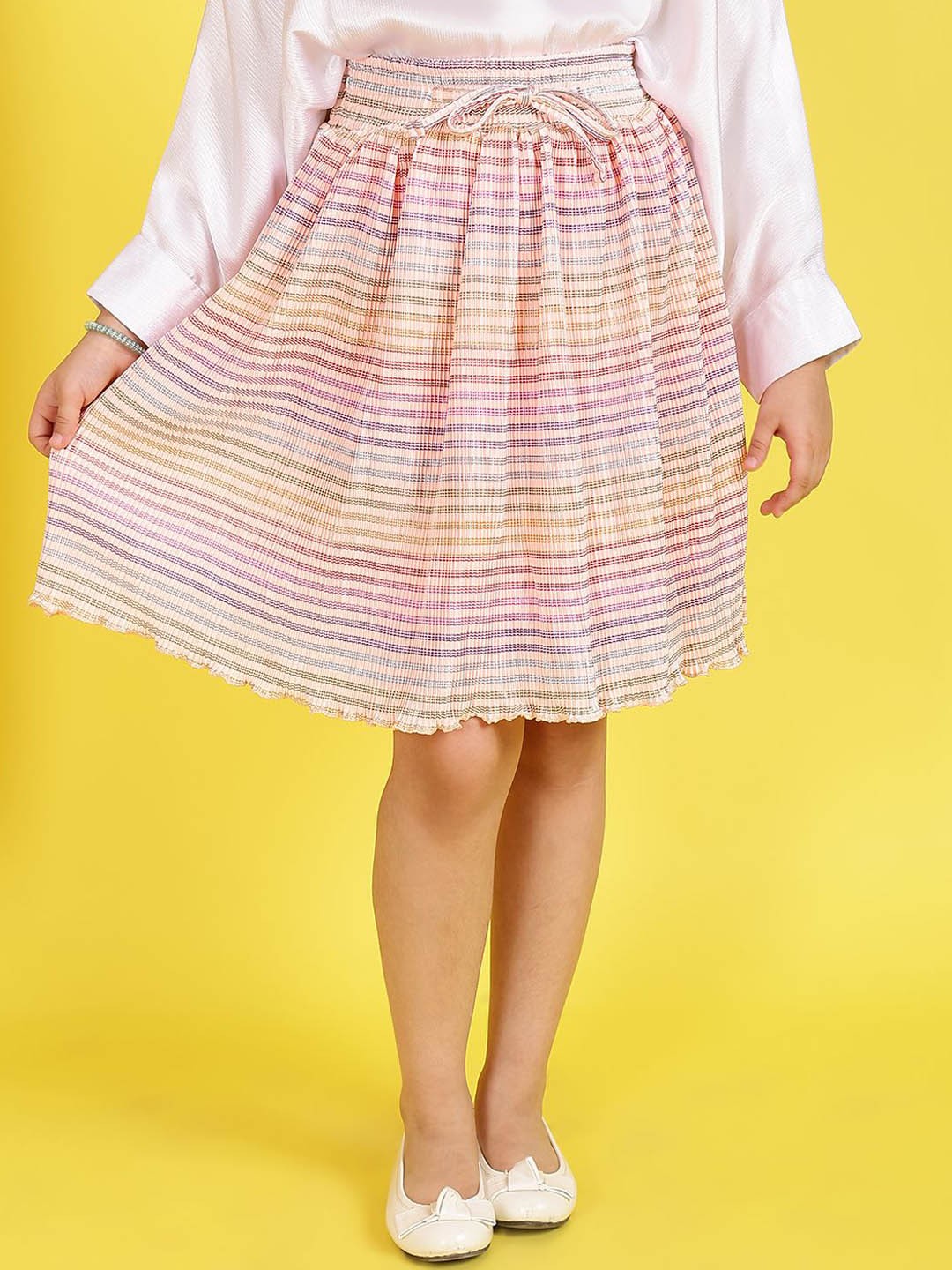 

BAESD Girls Printed Flared Knee Length Skirt, Pink