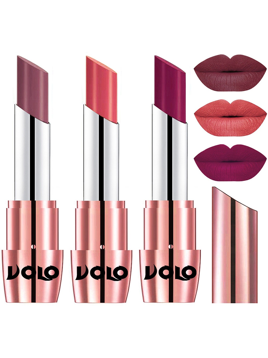 

VOLO Set Of 3 Creme Matte Lipstick - 3.5 g Each - Shades 636-637-645, Magenta