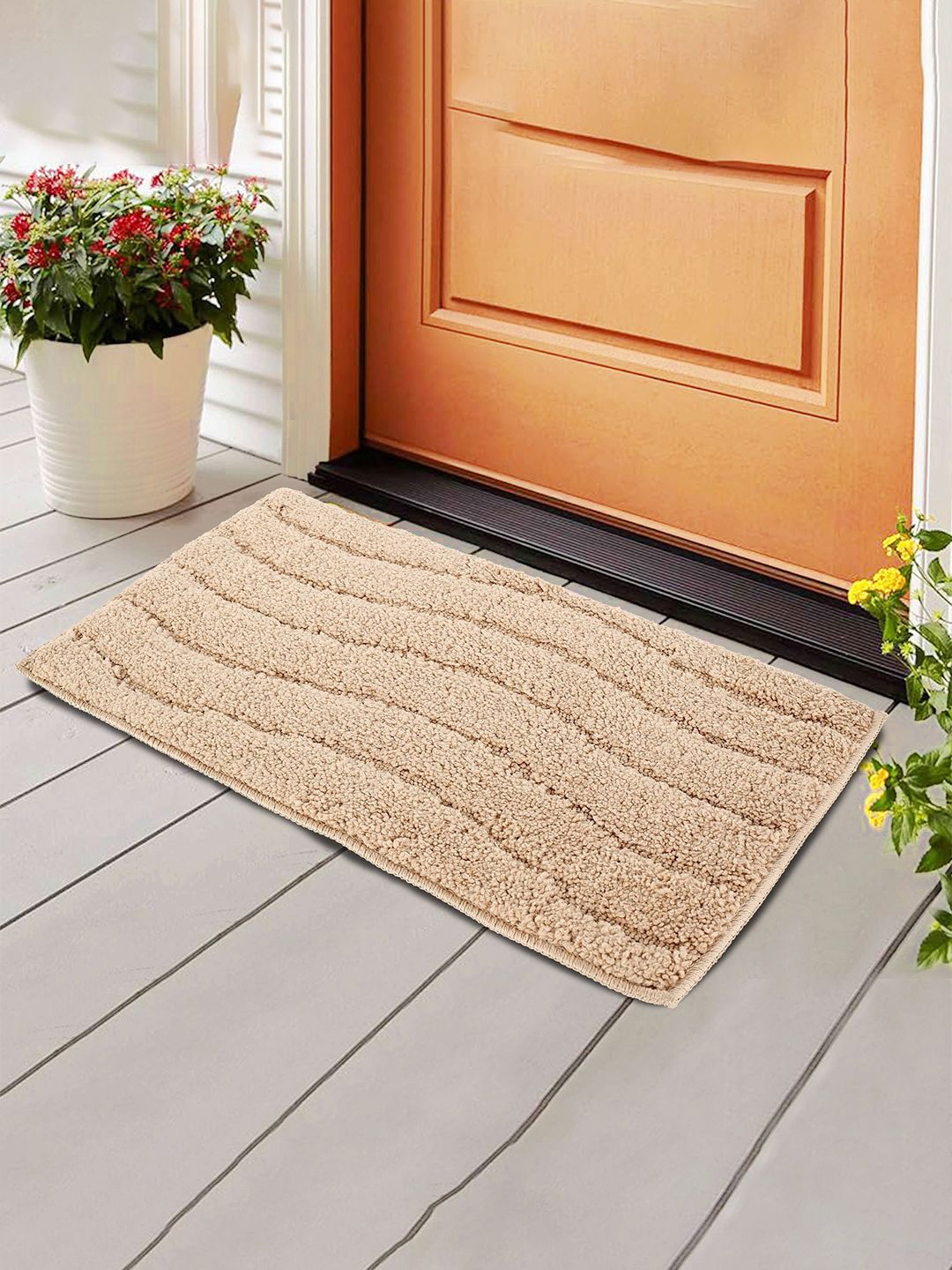 

Kuber Industries Brown Waves Design Anti-Slip Doormats