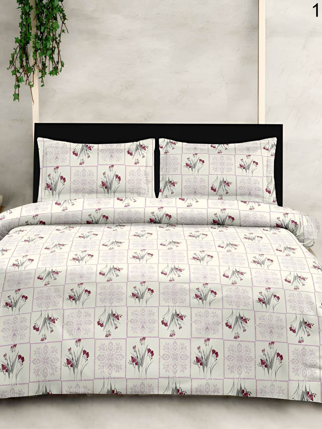 

Sleeping Owls- because your sleep matters Green Floral Pure Cotton 210TC King Bedsheet Set