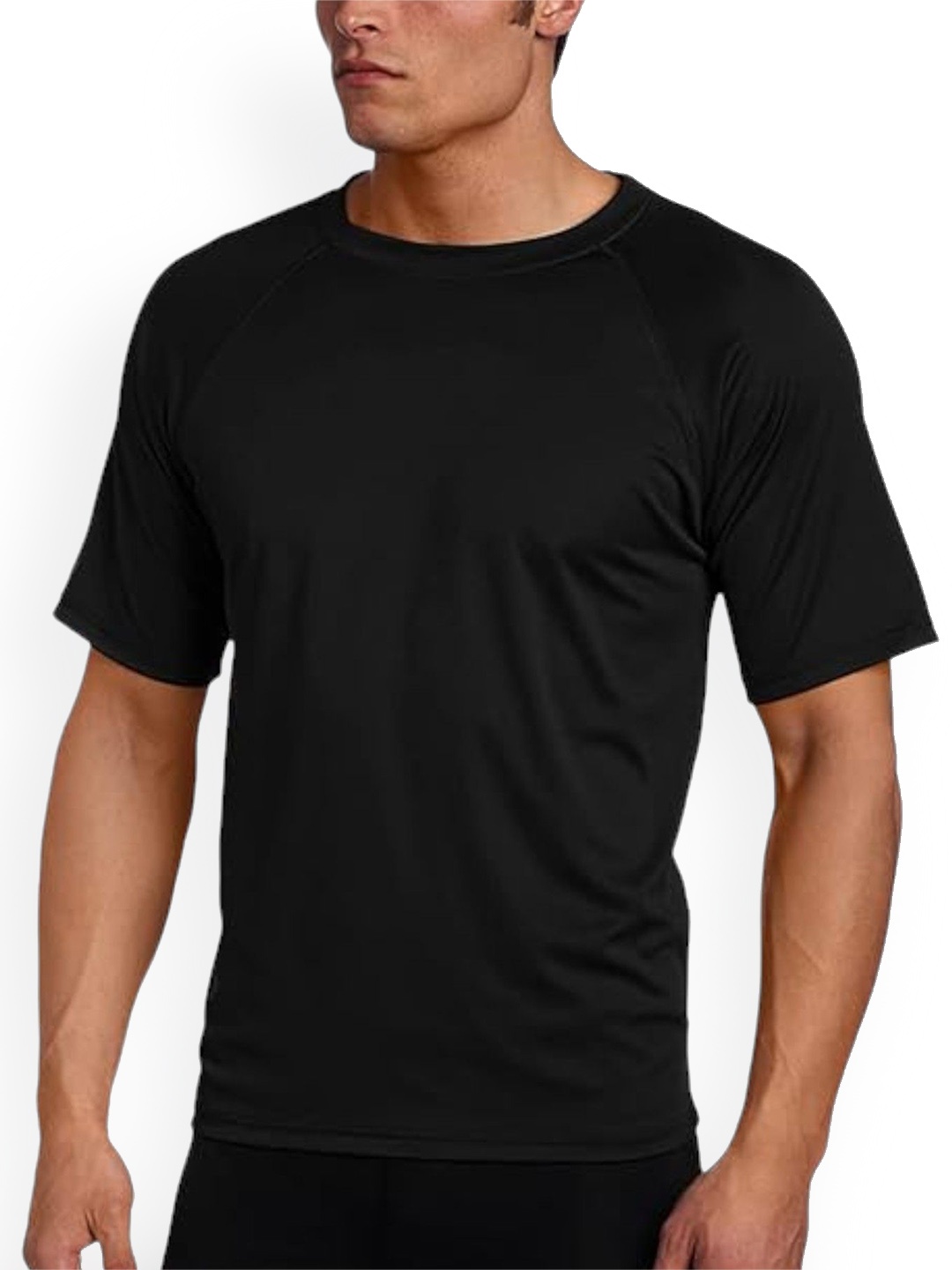 

Aqua Holic Men Round Neck Swimming T-Shirt, Black