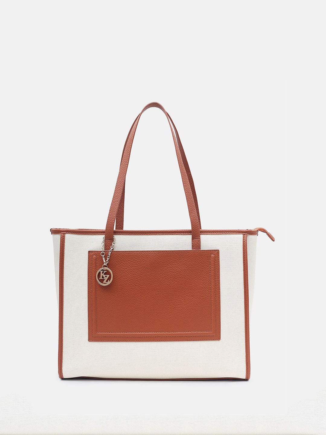 

Kazo Women Solid Structured Tote Bag with Quilted, Off white