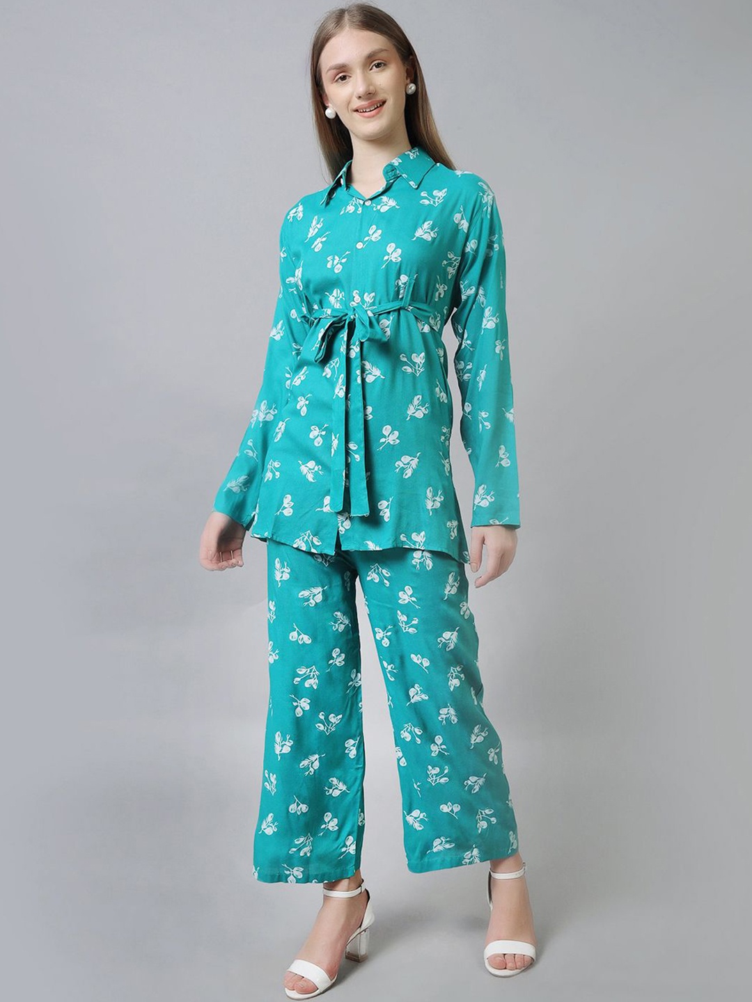 

Xivir Women's Floral Printed Co-ord Set, Blue