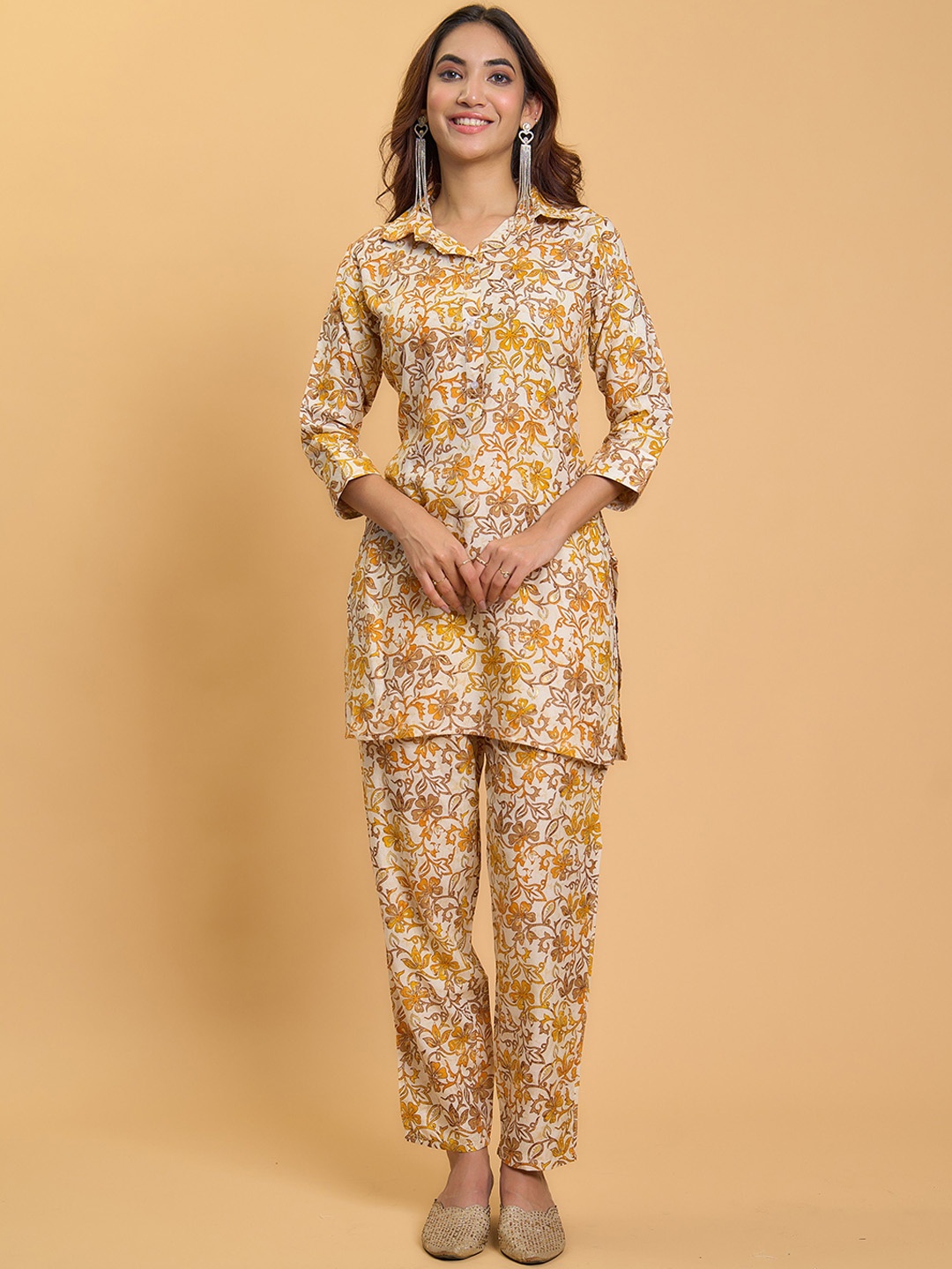 

KALINI Floral Printed Tunic With Trousers Co-Ords, Cream