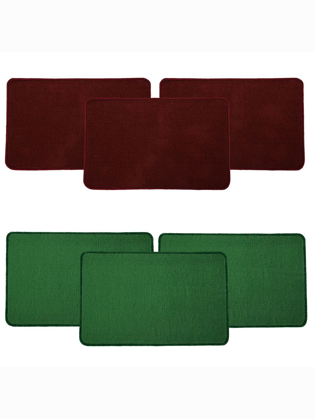 

Kuber Industries Green & Maroon 6 Pieces Anti Skid Door Mat