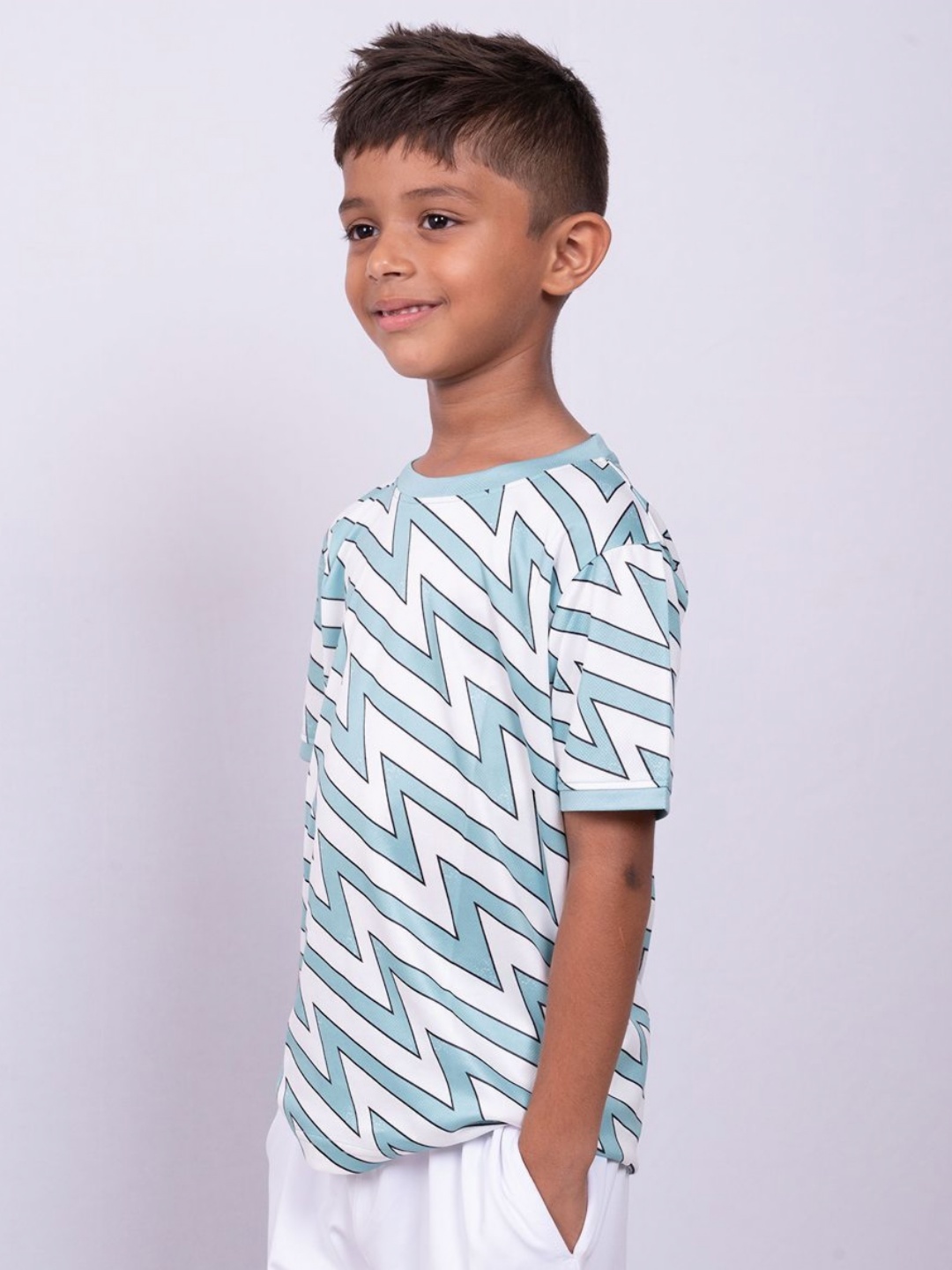 

UMILDO Boys Abstract Printed Round Neck T-shirt, Blue