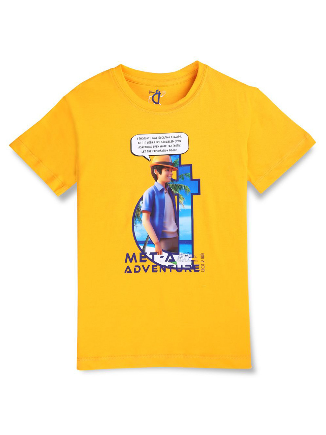 

Gini and Jony Boys Graphic Printed Round Neck Cotton T-shirt, Mustard