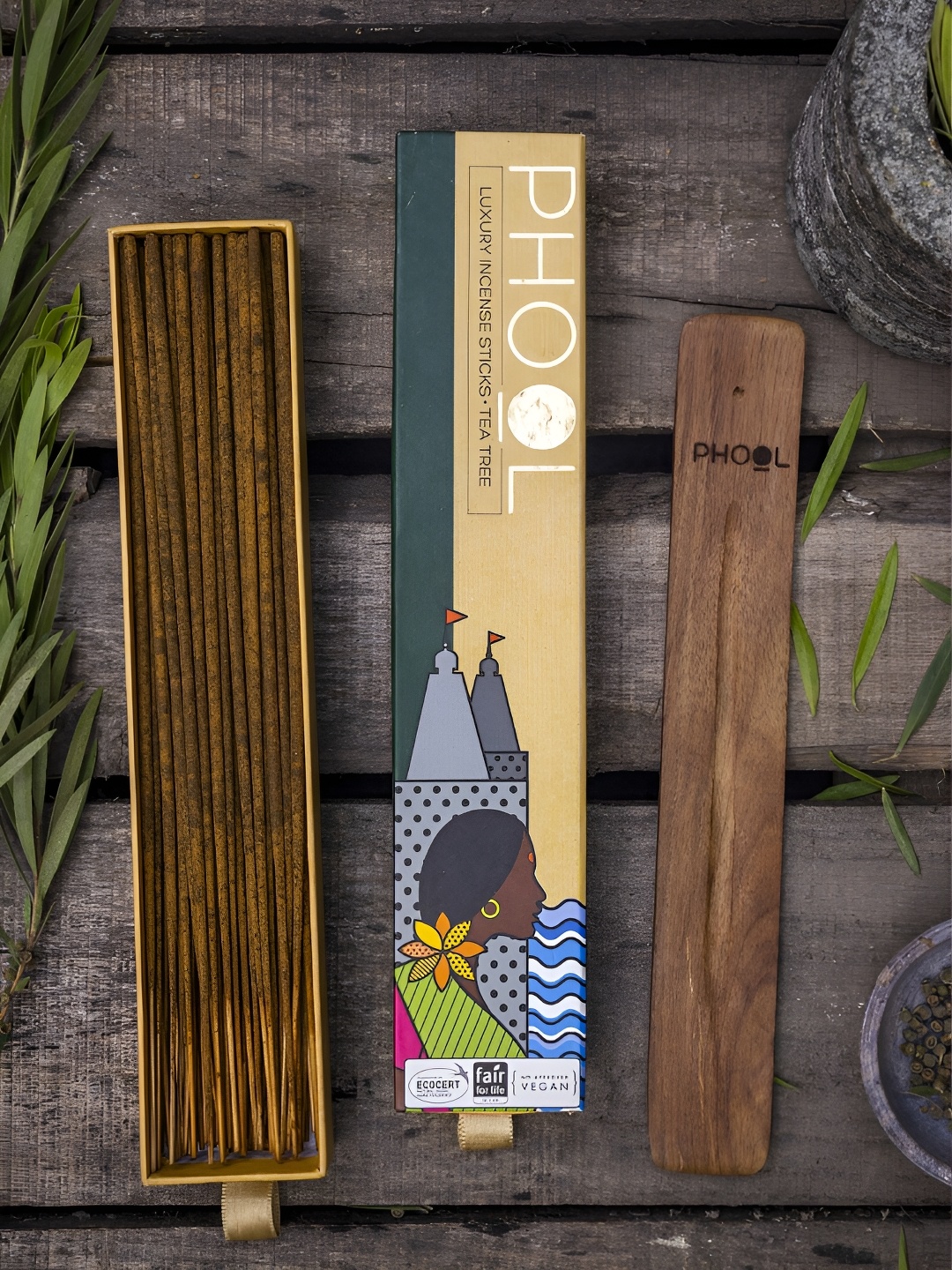 

Phool 40 Pieces Brown Tea Tree Natural Incense Sticks Pooja Essentials