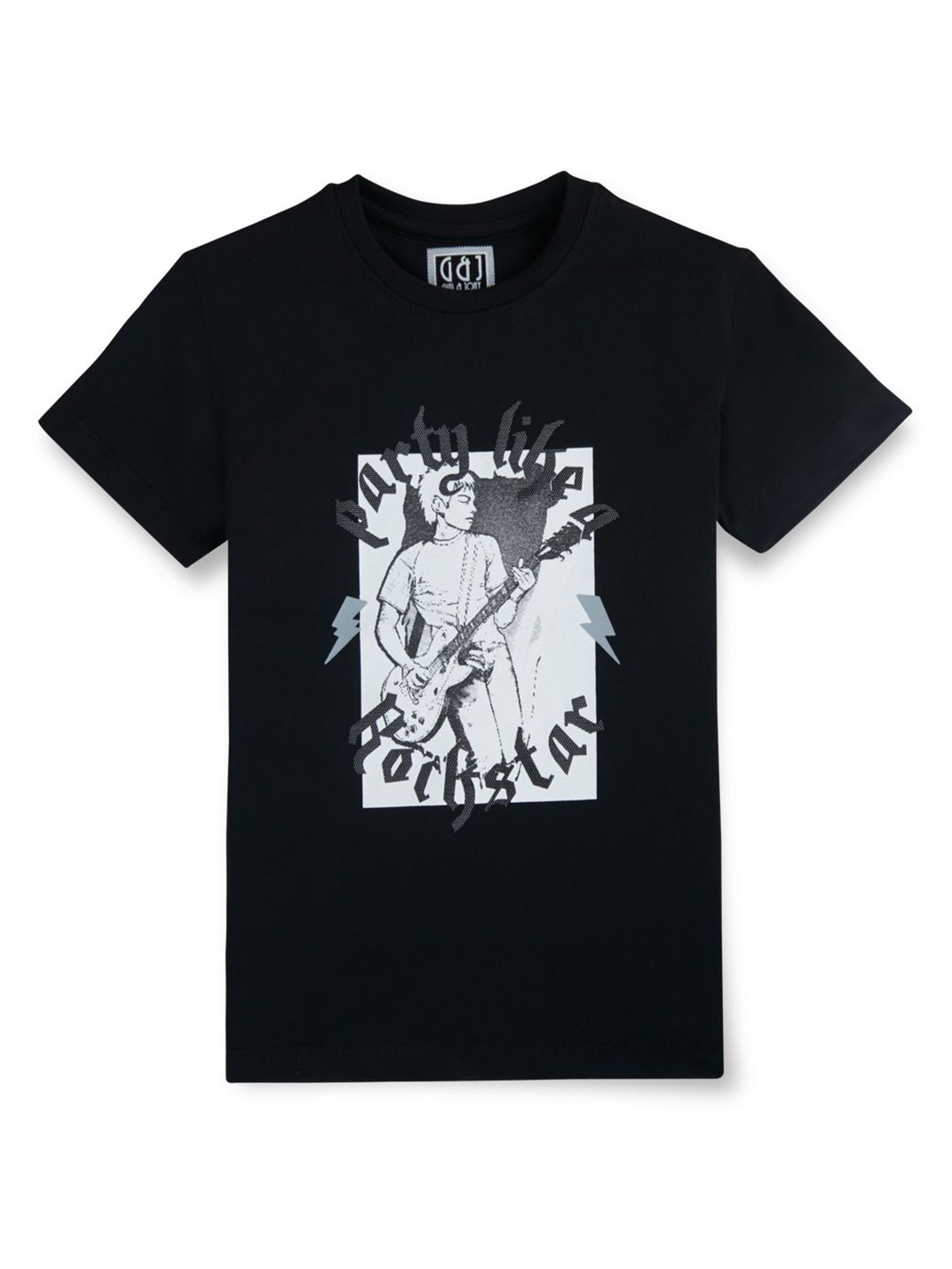 

Gini and Jony Boys Graphic Printed Round Neck Cotton T-shirt, Black