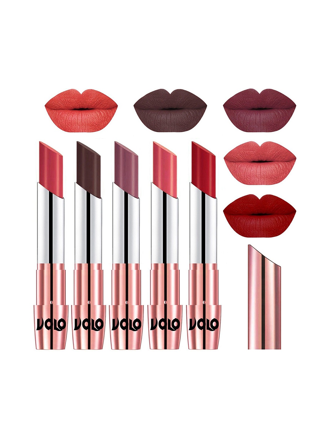 

VOLO Set Of 5 Creme Matte Lipstick - 3.5 g Each - 33-35-36-37-40, Multi
