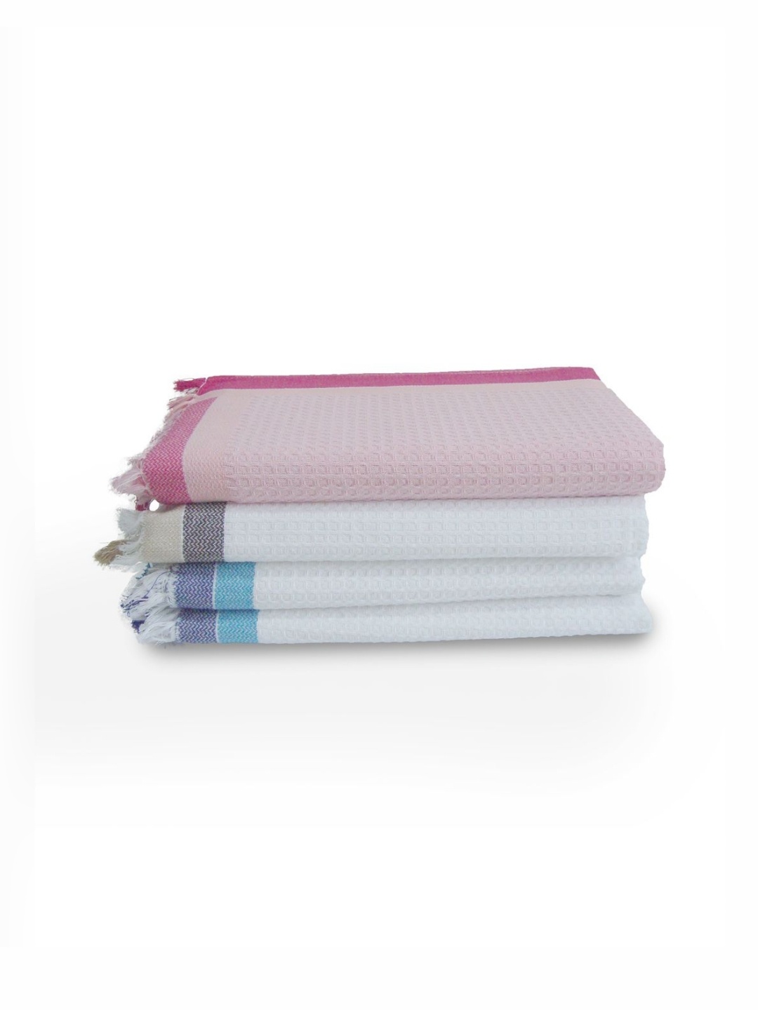 

Aura Pink & White 4 Pieces Cotton 210 GSM Bath Towels