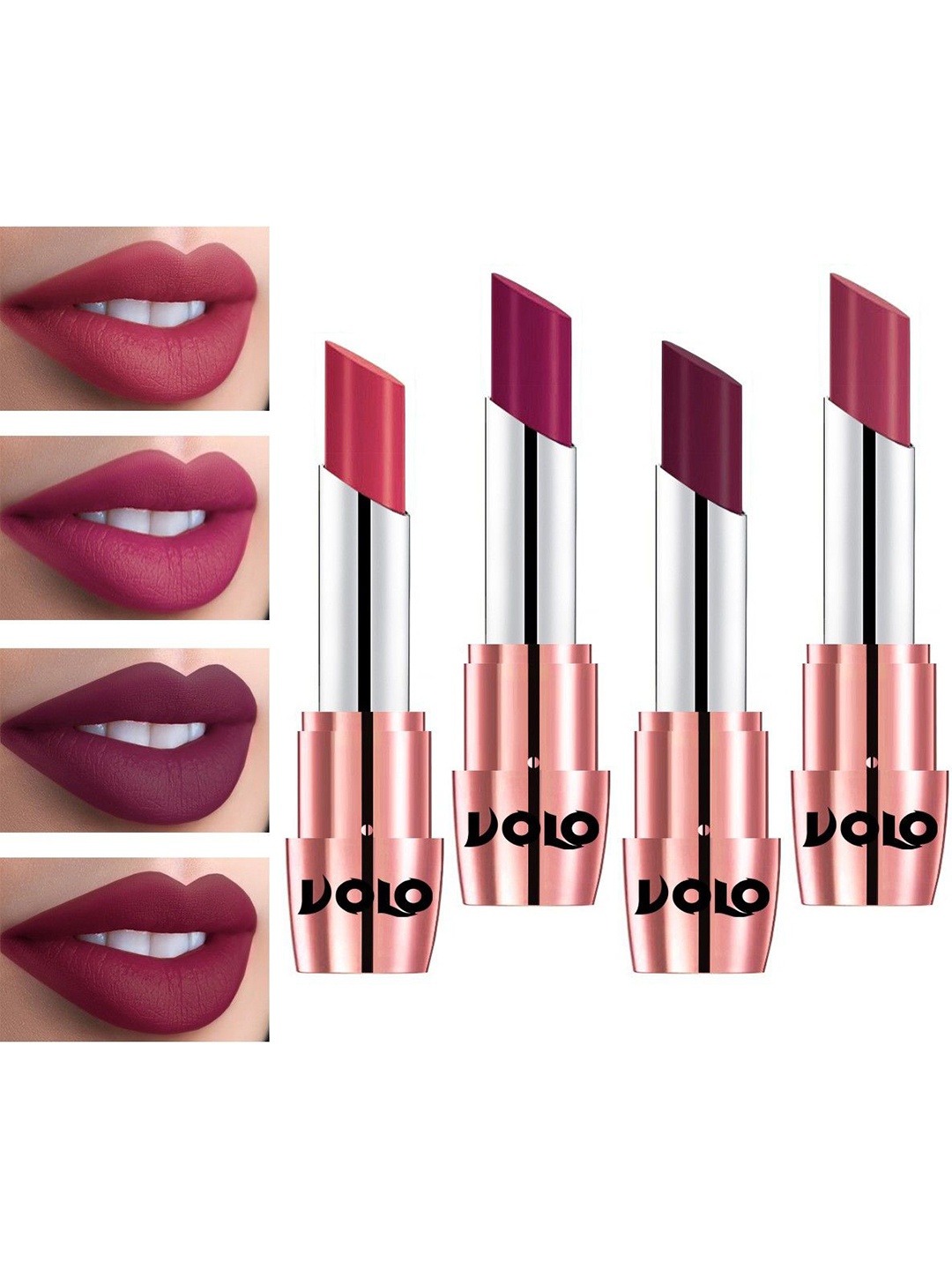 

VOLO Set Of 4 Creme Matte Lipstick 3.5g Each - Magenta-Pink-Wine-Rose Pink