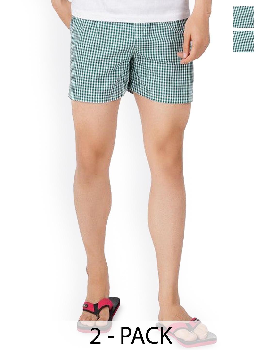 

Unibro Checked Cotton Boxer Pack Of 2 UBSHORTS_WS5-Green