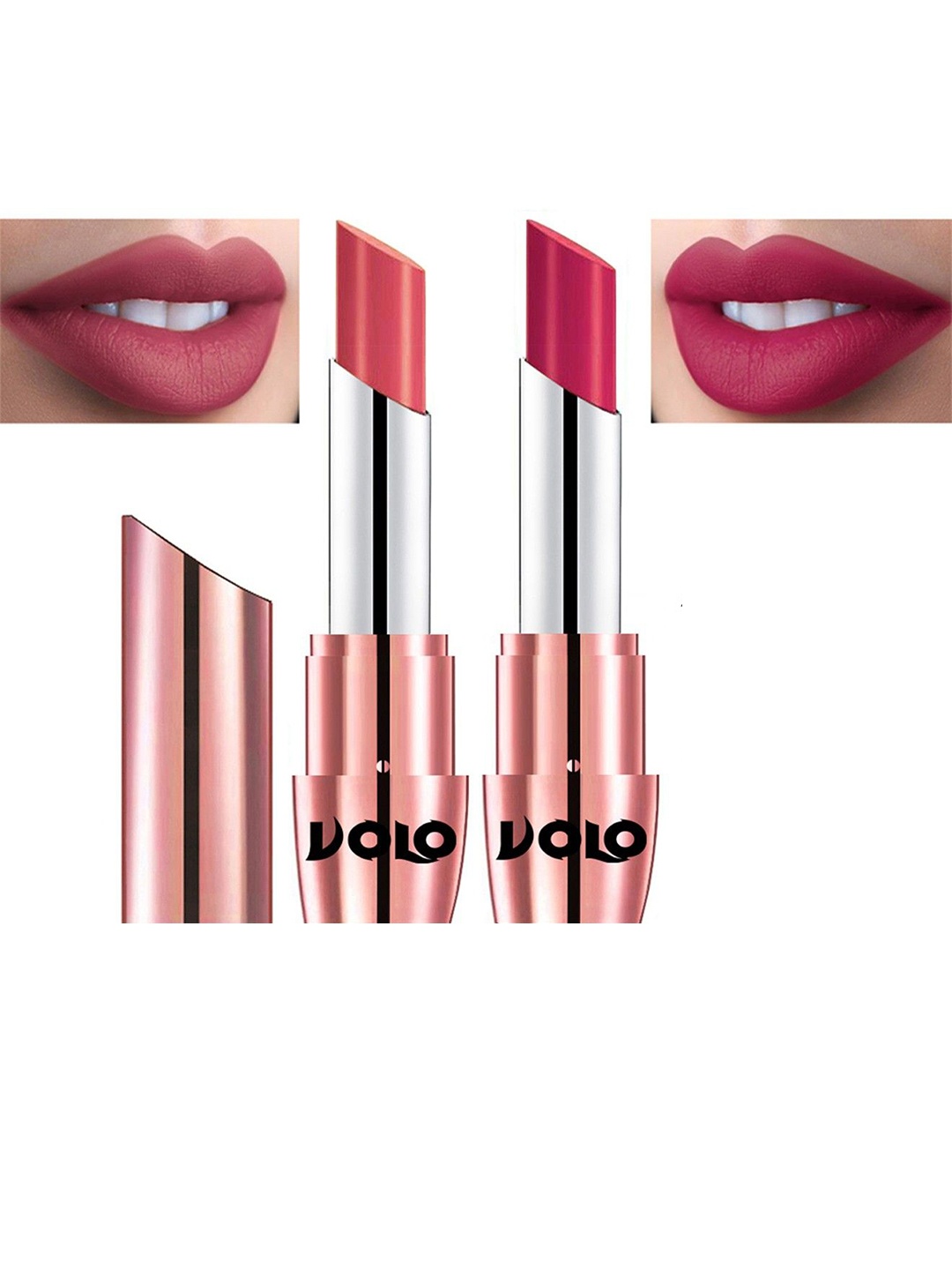 

VOLO Set Of 2 Creme Matte Lipstick-3.5g Each-Dark Peach637- Passion Pink644, Multi