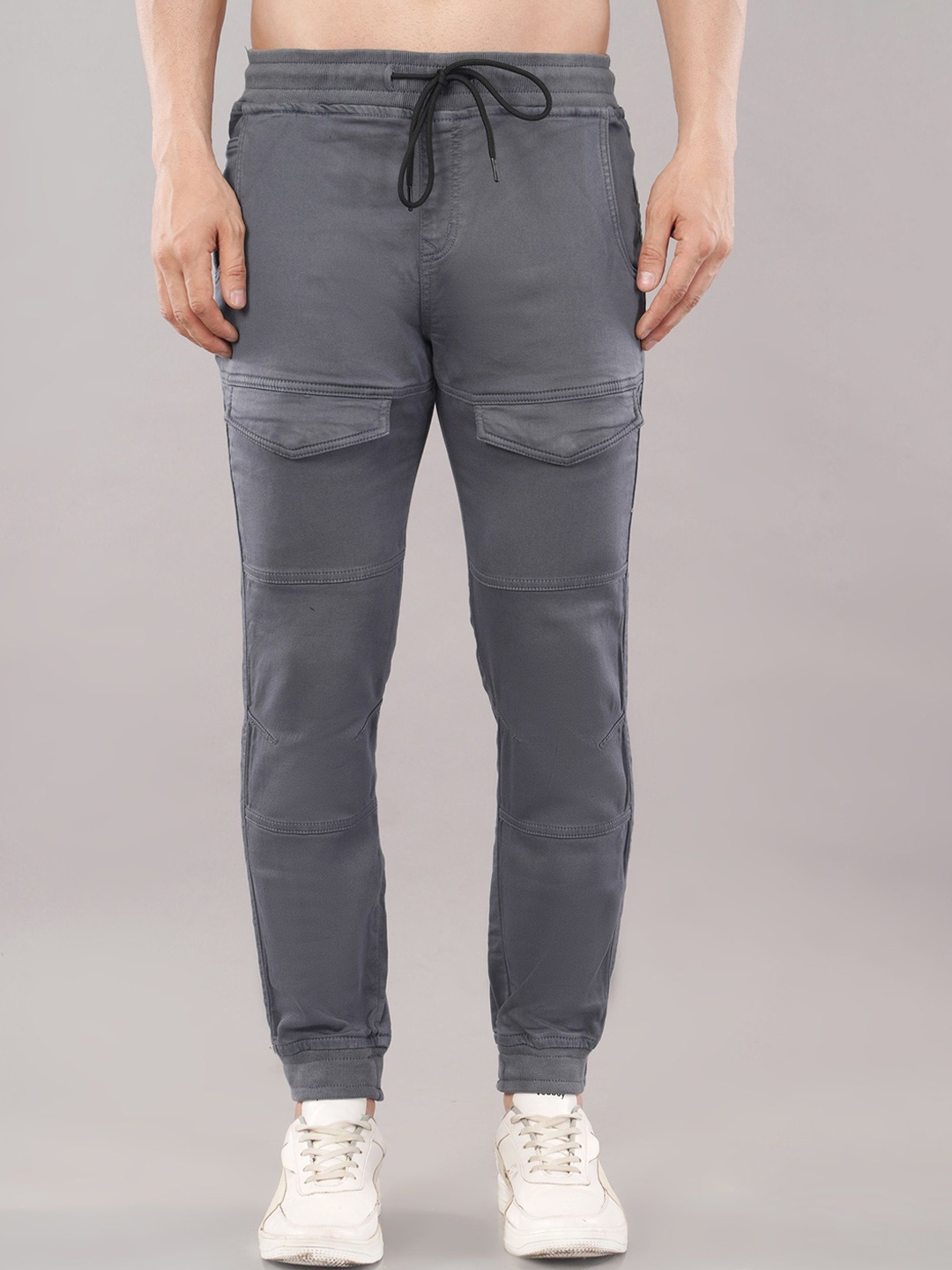 

MEGHZ Men Solid Loose Jogger Mid-Rise Stretchable Jeans, Grey