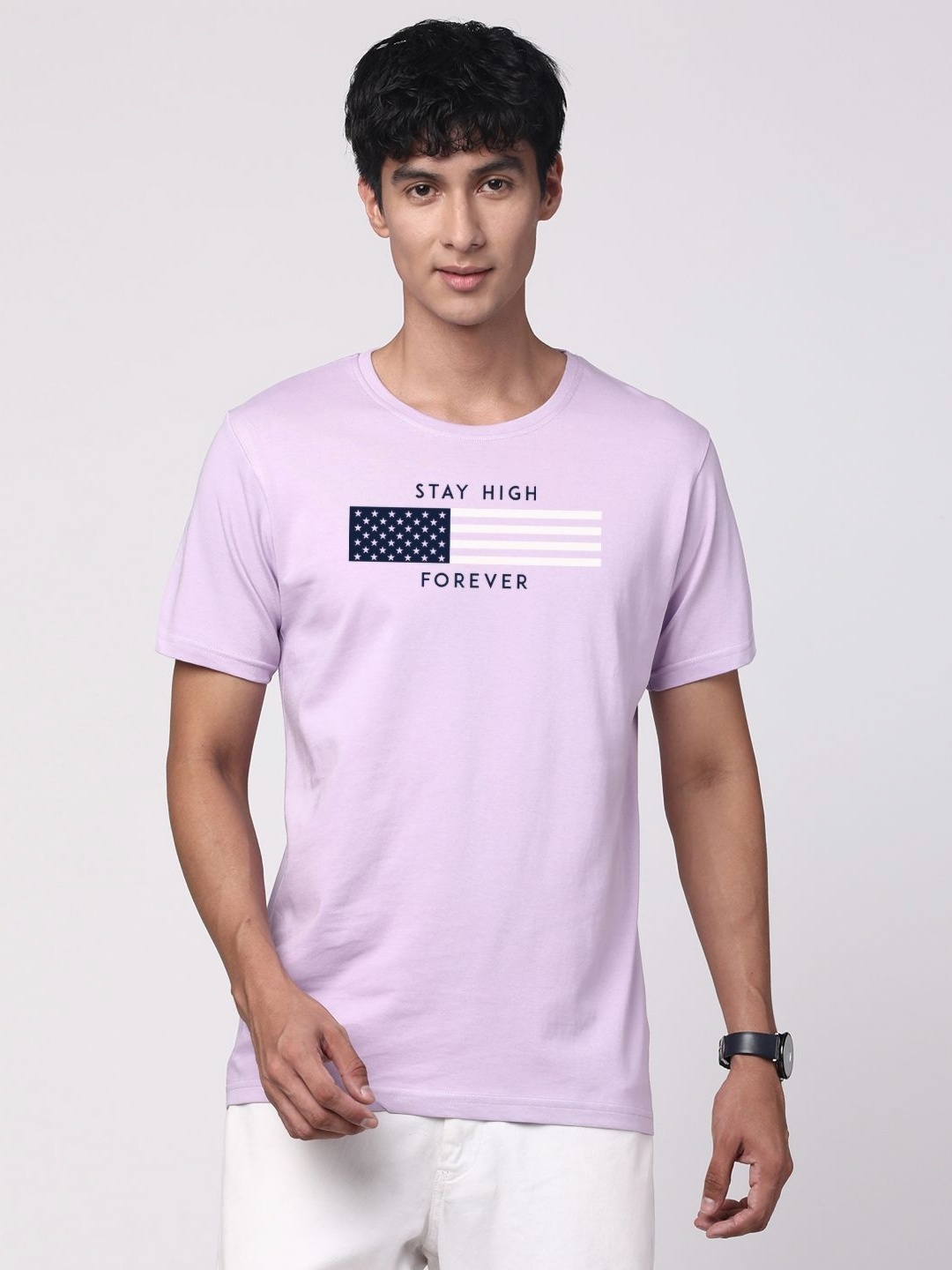 

ADRO Men Graphic Printed Round Neck T-shirt, Purple