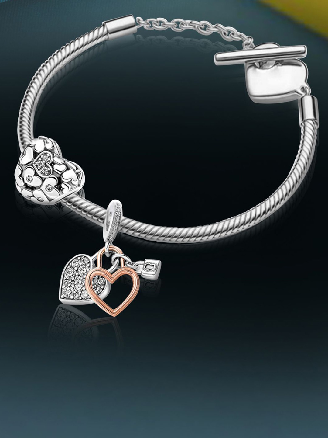 

Peora Cubic Zirconia Silver-Plated Charm Bracelet