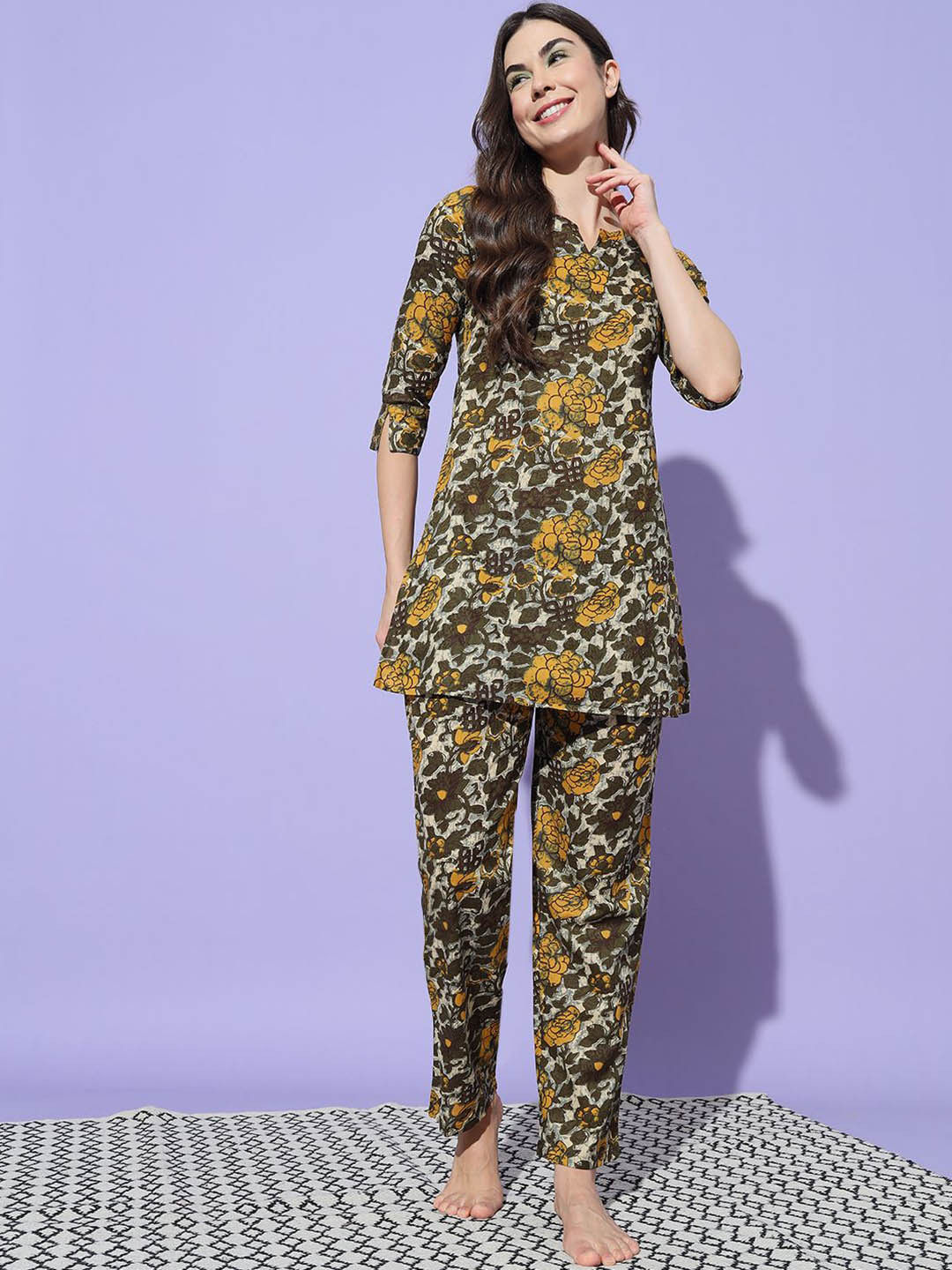 

ETC Women Printed Night suit, Green
