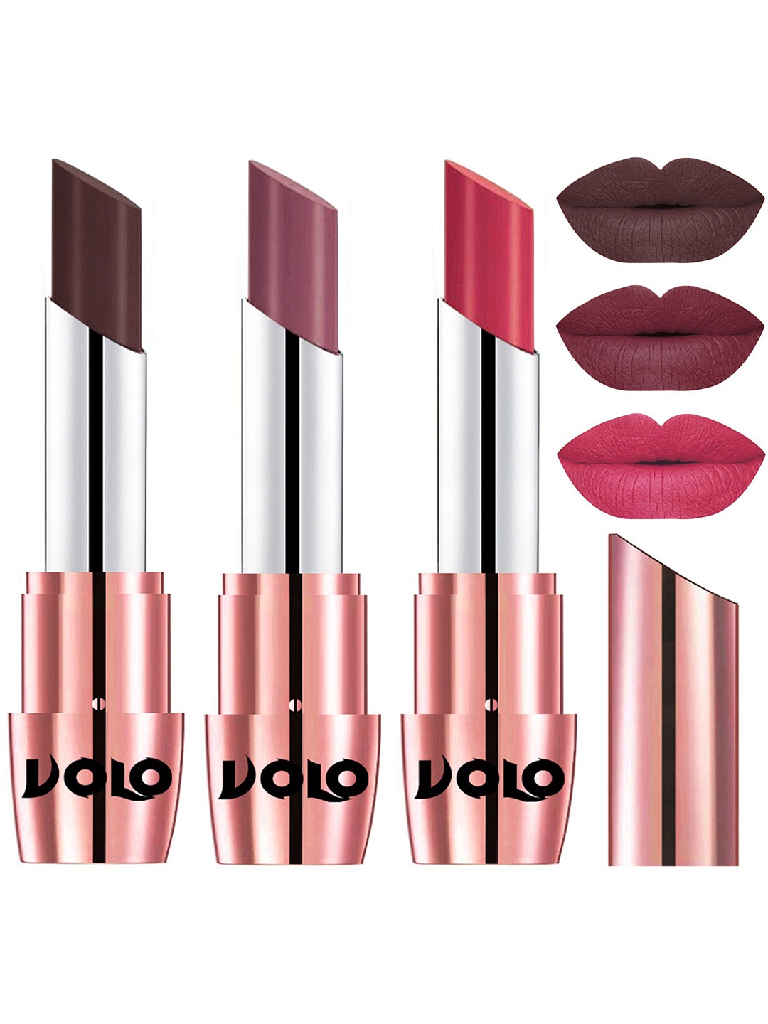 

VOLO Set Of 3 Creme Matte Lipstick - 3.5 g Each - Shades 635-636-641, Purple