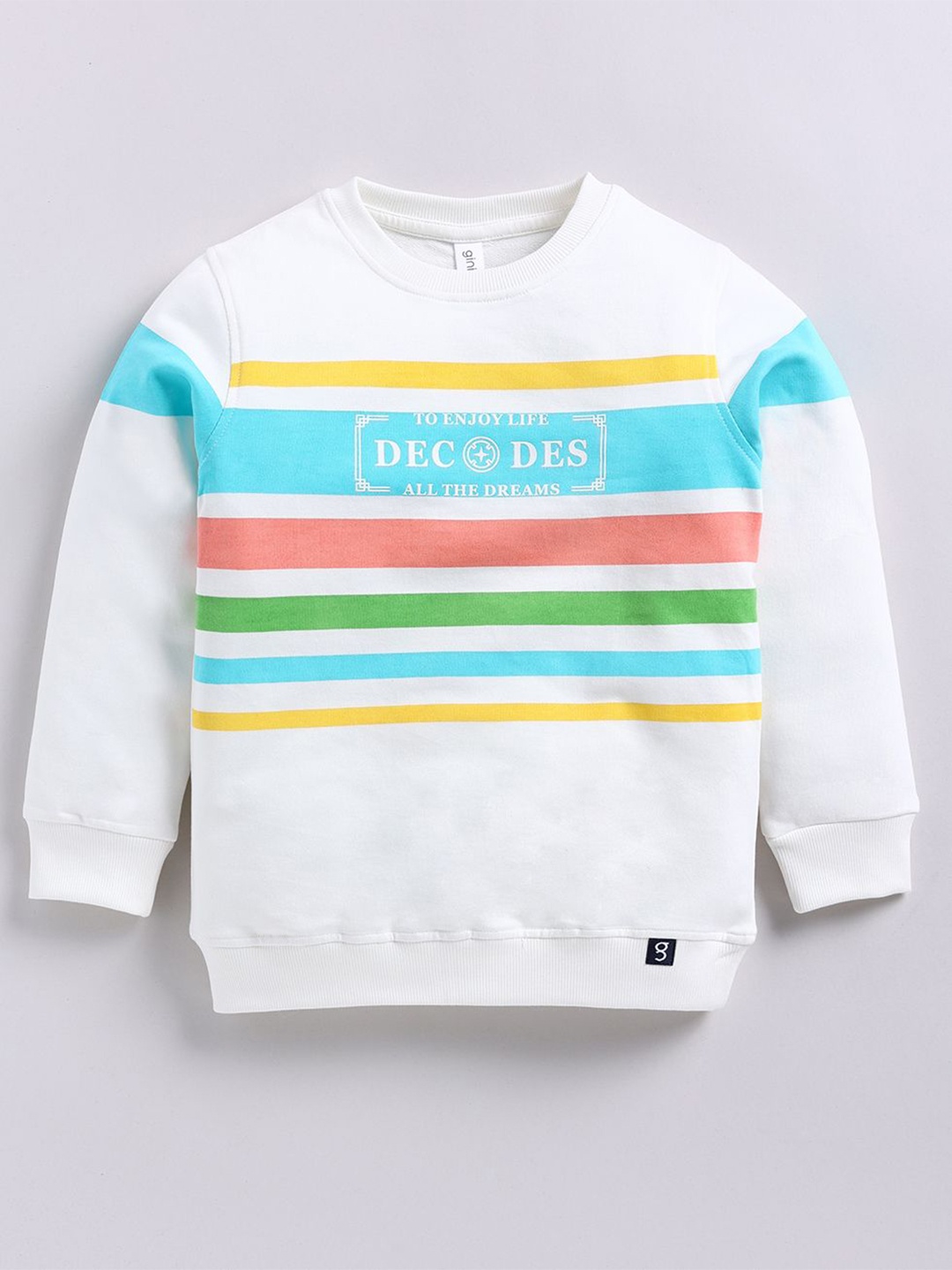 

Ginie Boys Striped Round Neck Sweatshirt, White