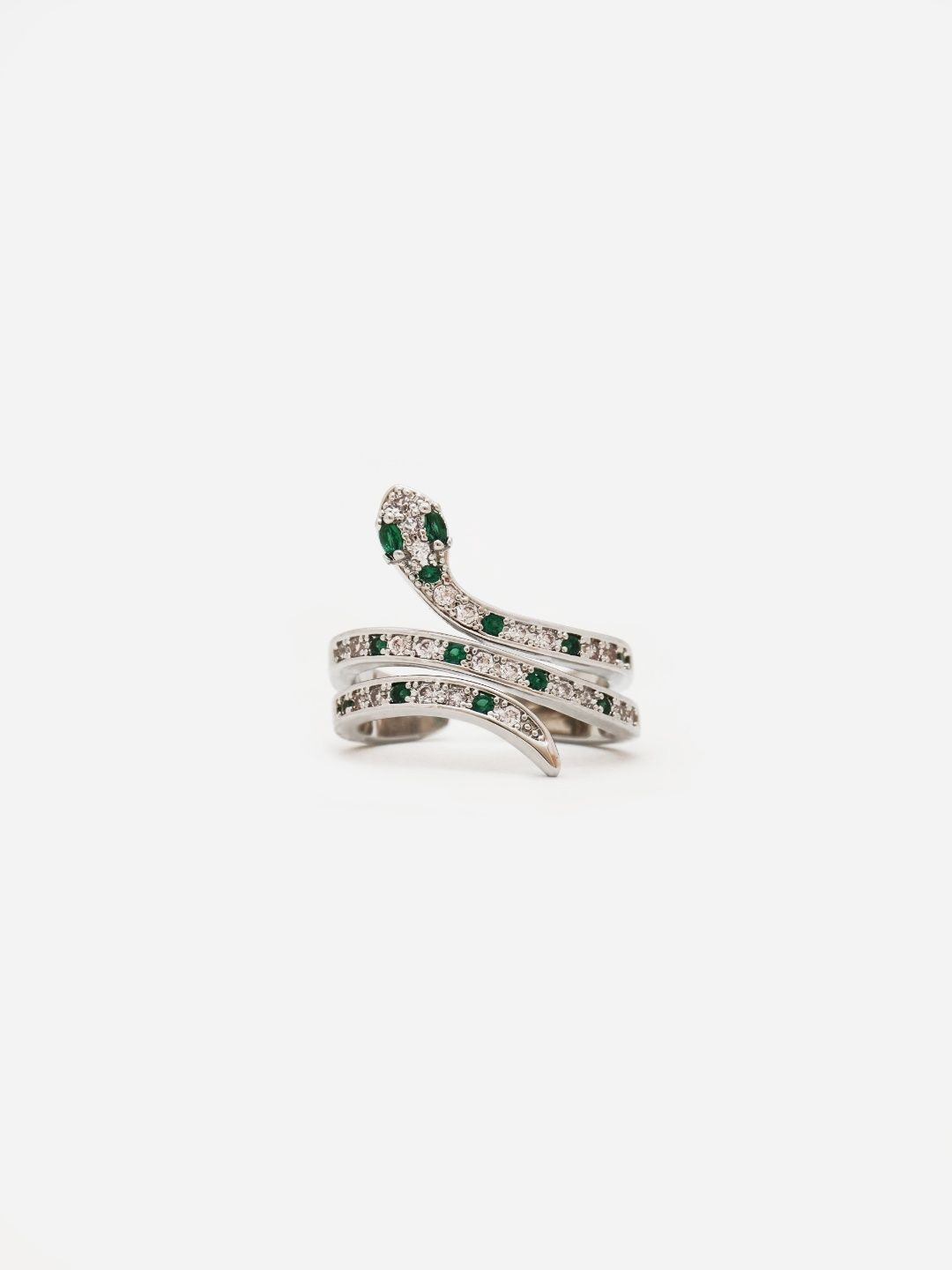 

Niscka Rhodium-Plated American Diamond-Studded Adjustable Finger Ring, Silver