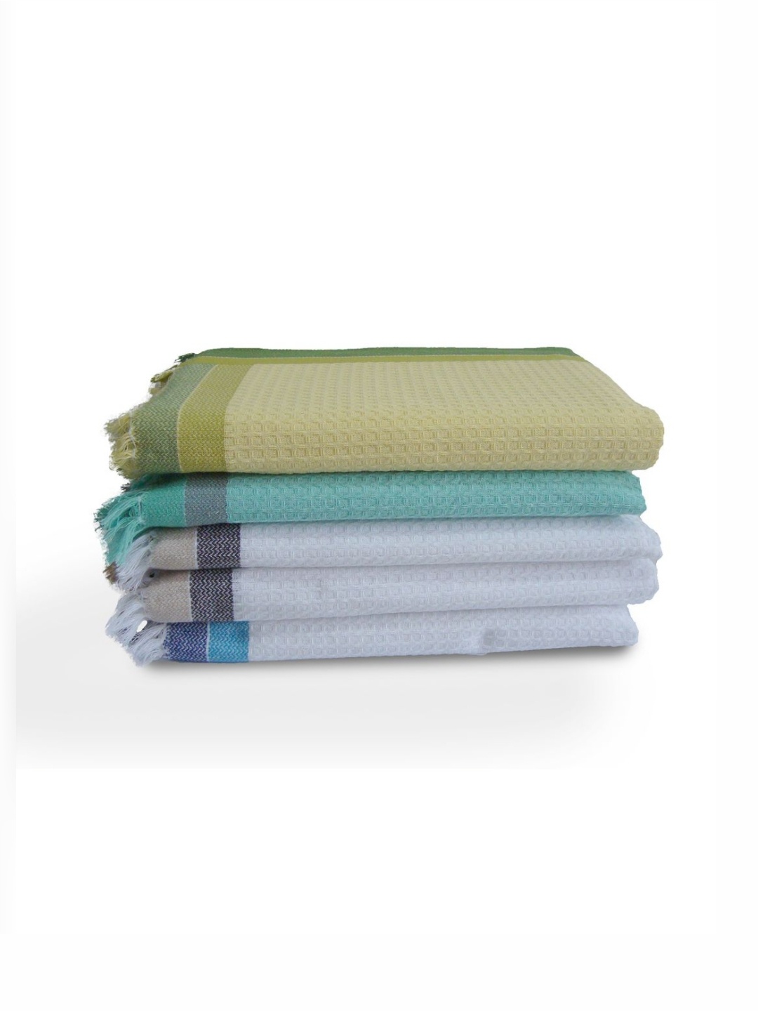 

Aura Yellow & Green 5 Pieces Cotton 210 GSM Bath Towels