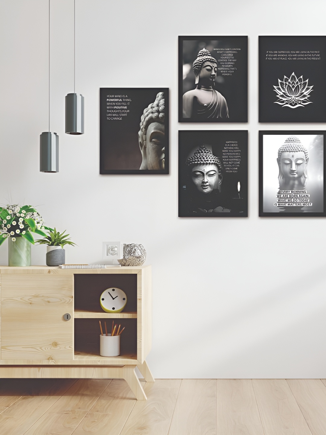 

CVANU Black & White 6 Pieces Printed Wall Decals and Stickers