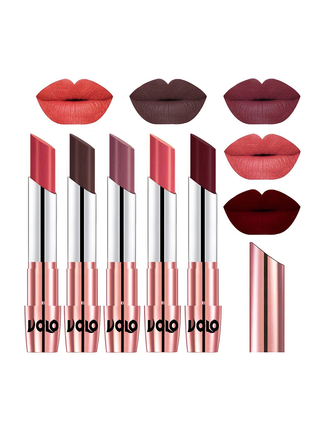 

VOLO Set Of 5 Creme Matte Lipstick - 3.5 g Each - 33-35-36-37-42, Multi