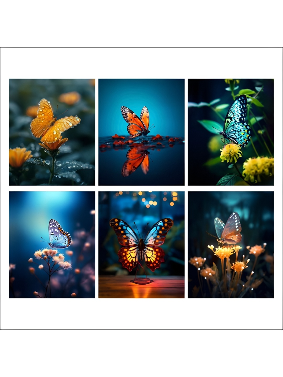 

CVANU Blue & Green 6 Pieces Birds and Animals Printed Wall Posters