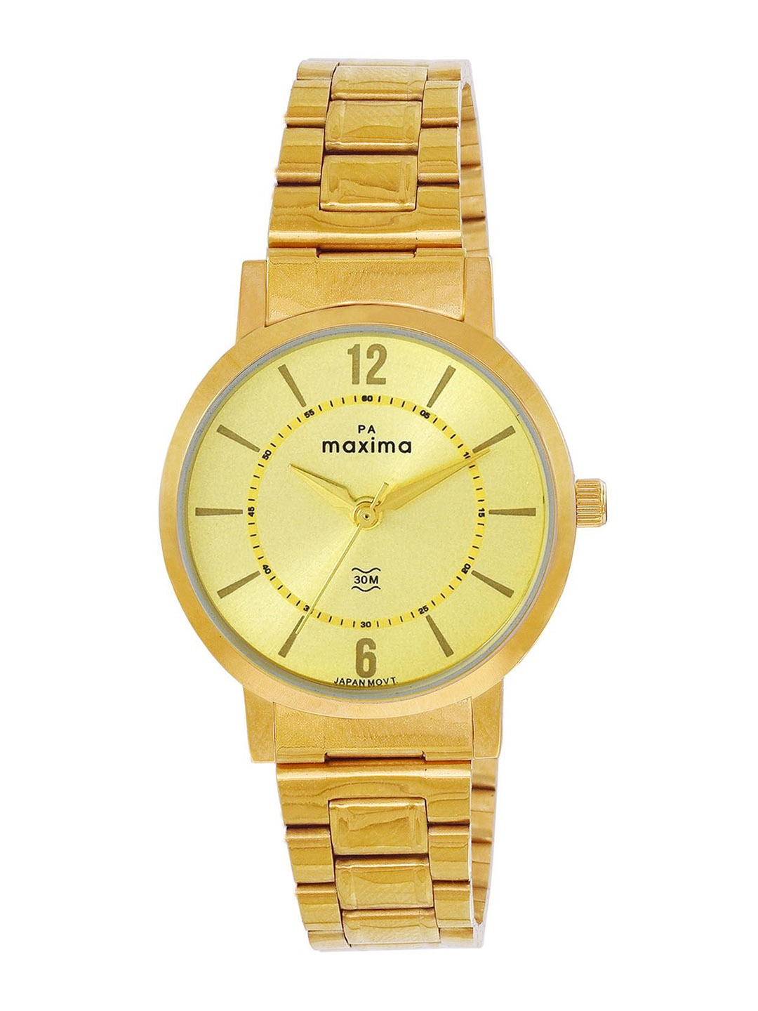 

maxima Women Embellished Dial & Stainless Steel Straps Analogue Watch 69534CMLY, Gold
