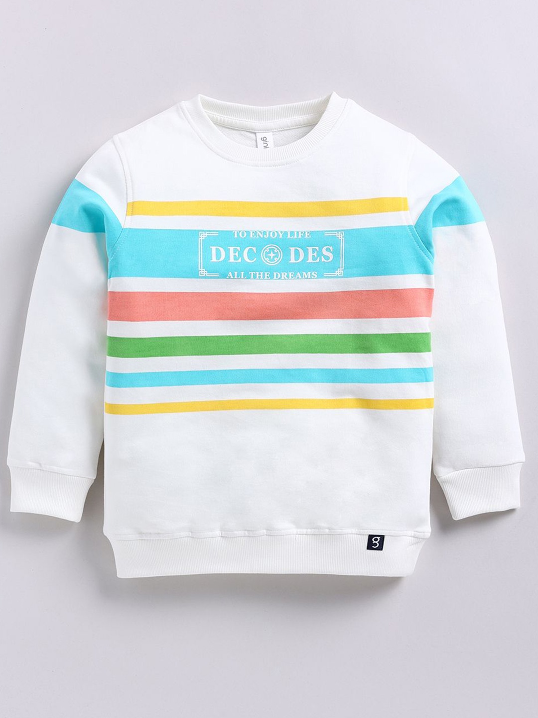 

Ginie Boys Striped Round Neck Sweatshirt, Green