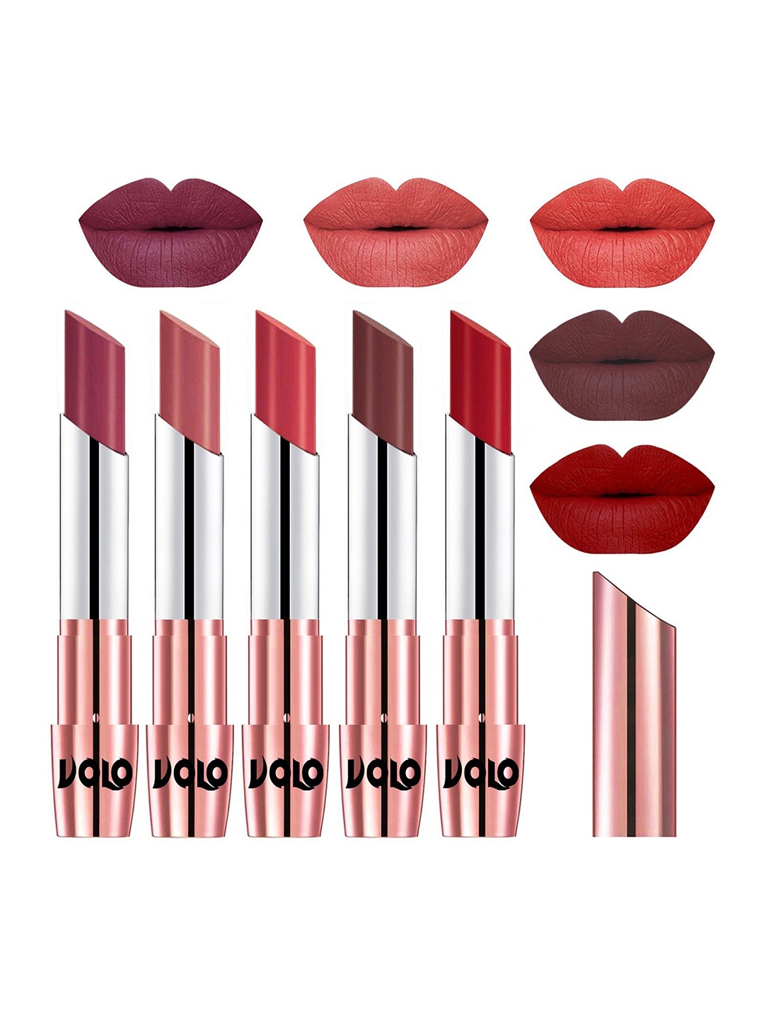 

VOLO Set Of 5 Creme Matte Lipstick - 3.5g Each - 31-32-33-34-40, Multi