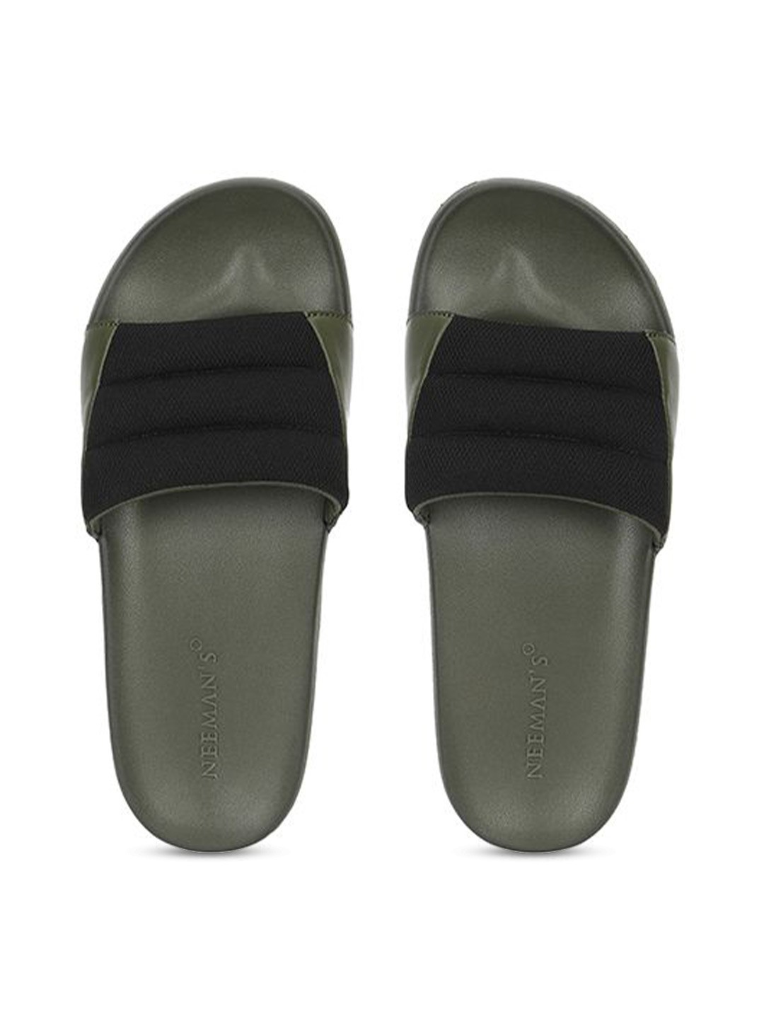

NEEMANS Men Solid Synthetic Sliders, Black