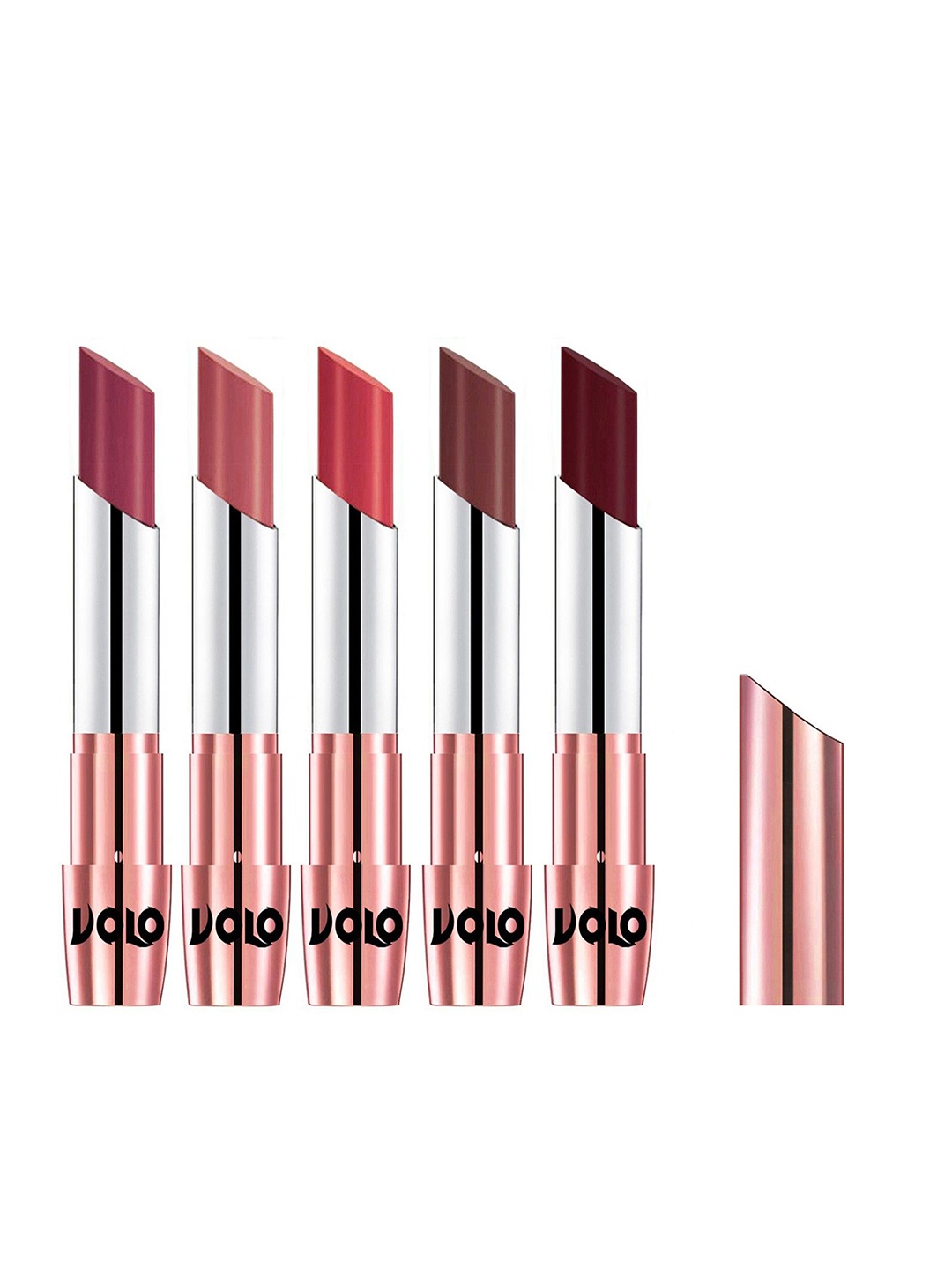 

VOLO Set Of 5 Creme Matte Lipstick 3.5g Each - Cherry31-Peach32-Peach33-Coffee34-Maroon42, Pink