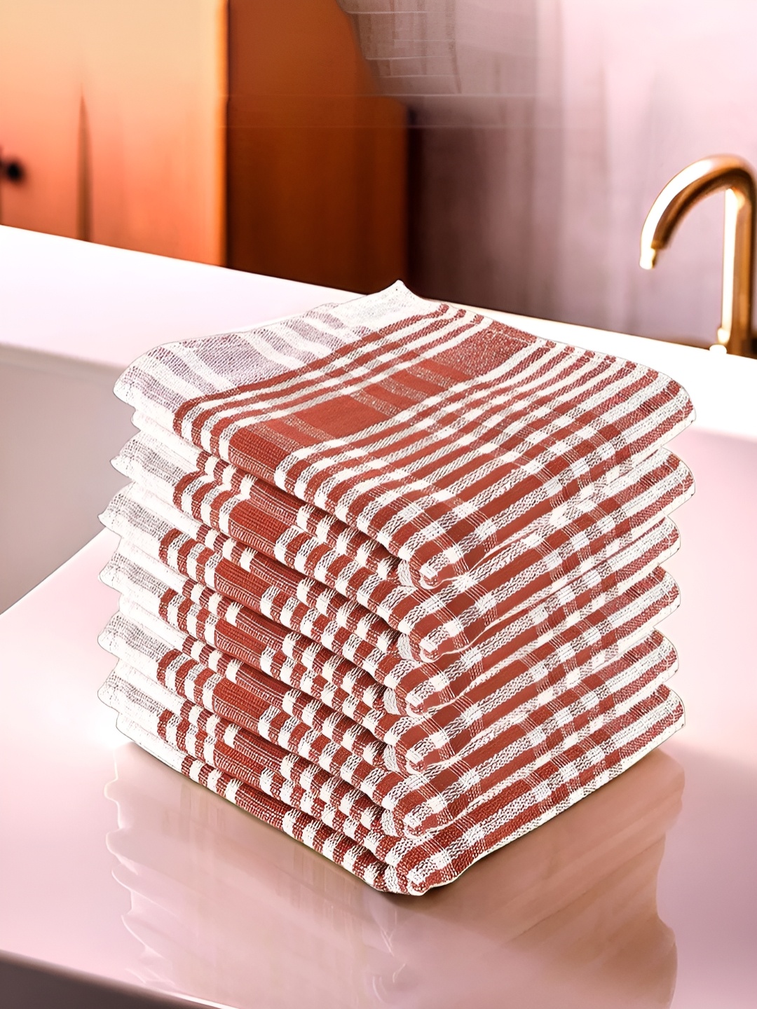 

Kuber Industries Brown & White 18 Pieces Checked Durable Cotton Kitchen Towels