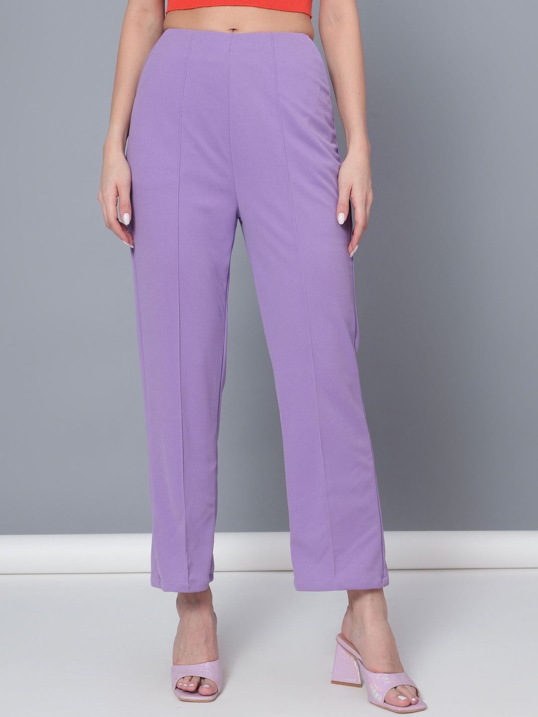 

Golden Kite Women Tailored High-Rise Wrinkle Free Pleated Formal Trousers, Lavender