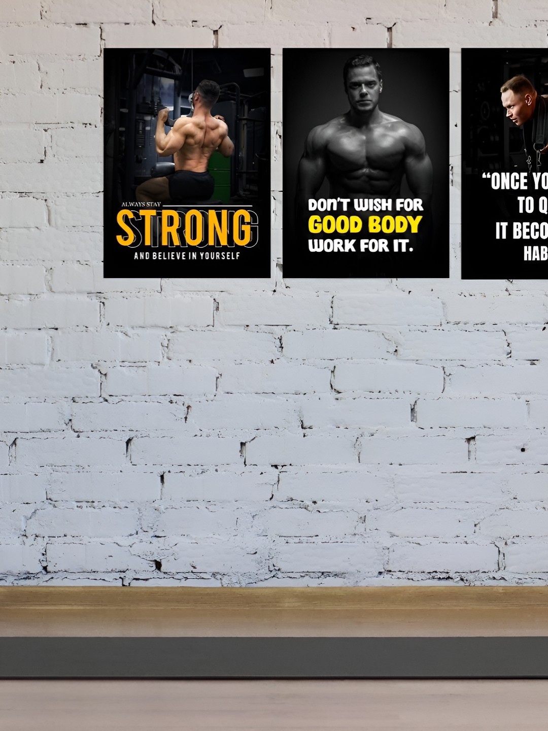 

CVANU Black & White 12 Pieces Gym Motivational Printed Wall Posters