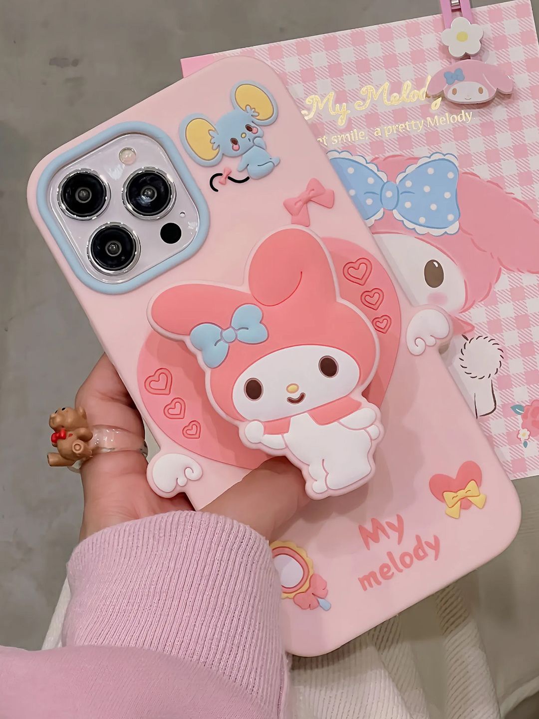 

TREEMODA Cartoon Characters Printed iPhone 14 Pro Back Case Mobile Accessories, Pink