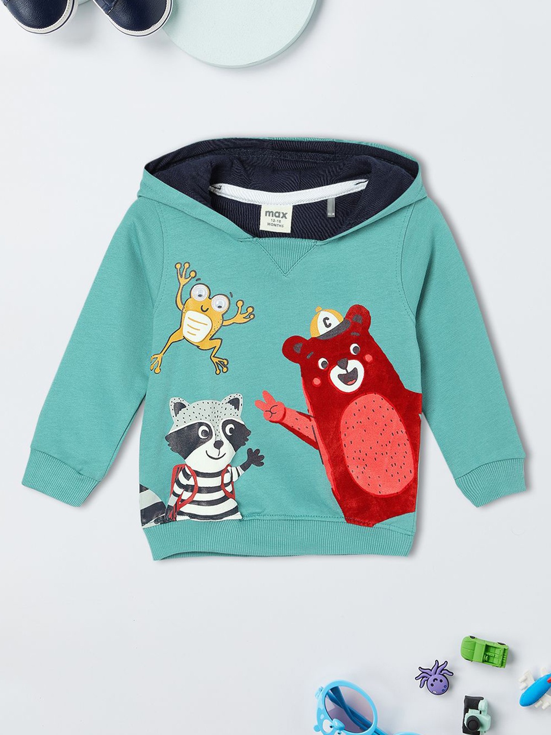 

max Boys Graphic Printed Hood Cotton Sweatshirts, Blue