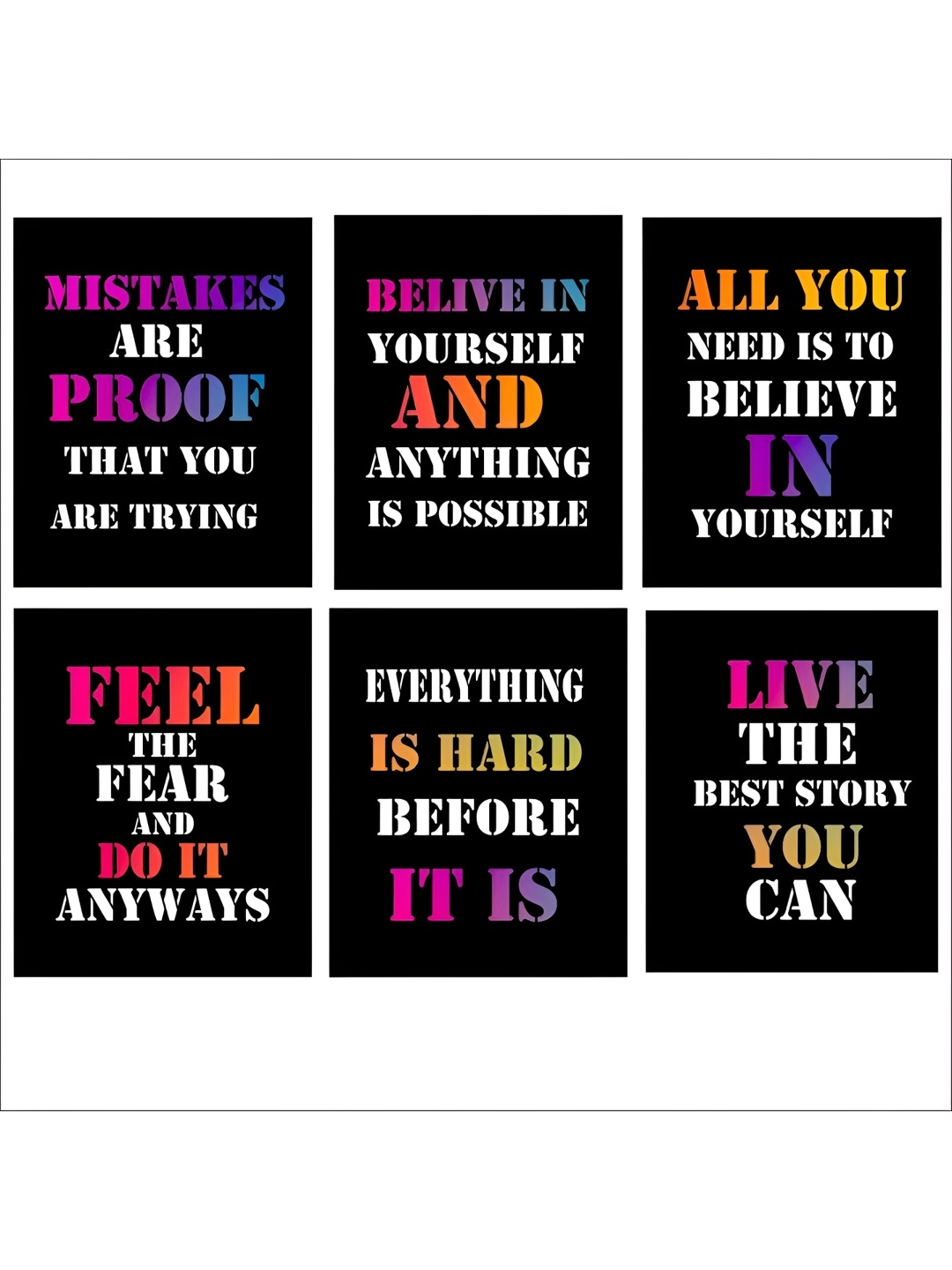 

CVANU Black & White 6 Pieces Printed Wall Decals and Stickers