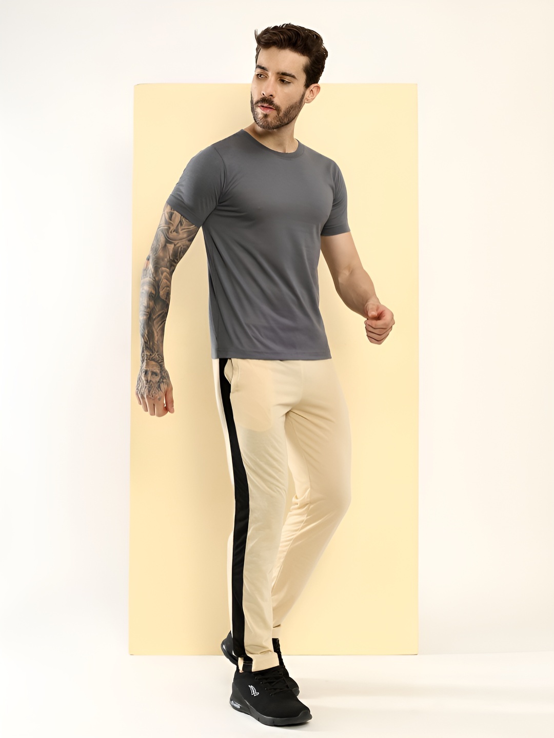 

T.T. Men Pack Of 3 Solid Round Neck Slim Fit T-shirts, Grey