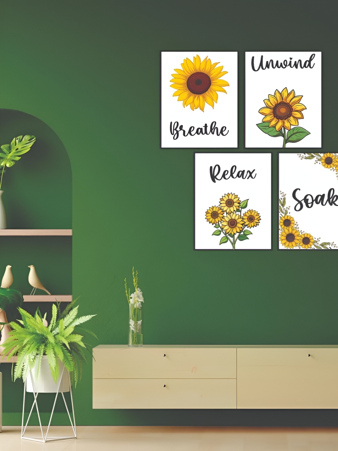 

CVANU Yellow & White 4 Pieces Printed Wall Decals and Stickers