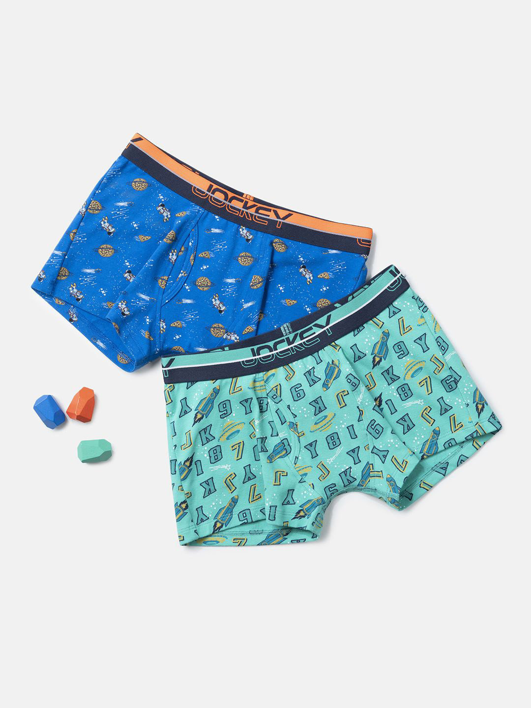 

Jockey Boy Pack of 2 Super Combed Cotton Printed Trunk with Ultrasoft Waistband-PB03, Green