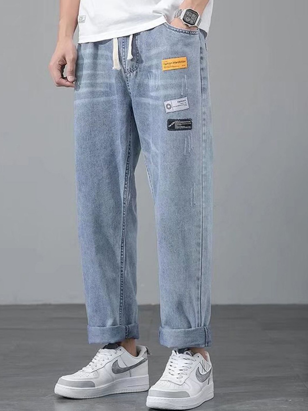 

HERE&NOW Men Low Distress Jeans, Blue
