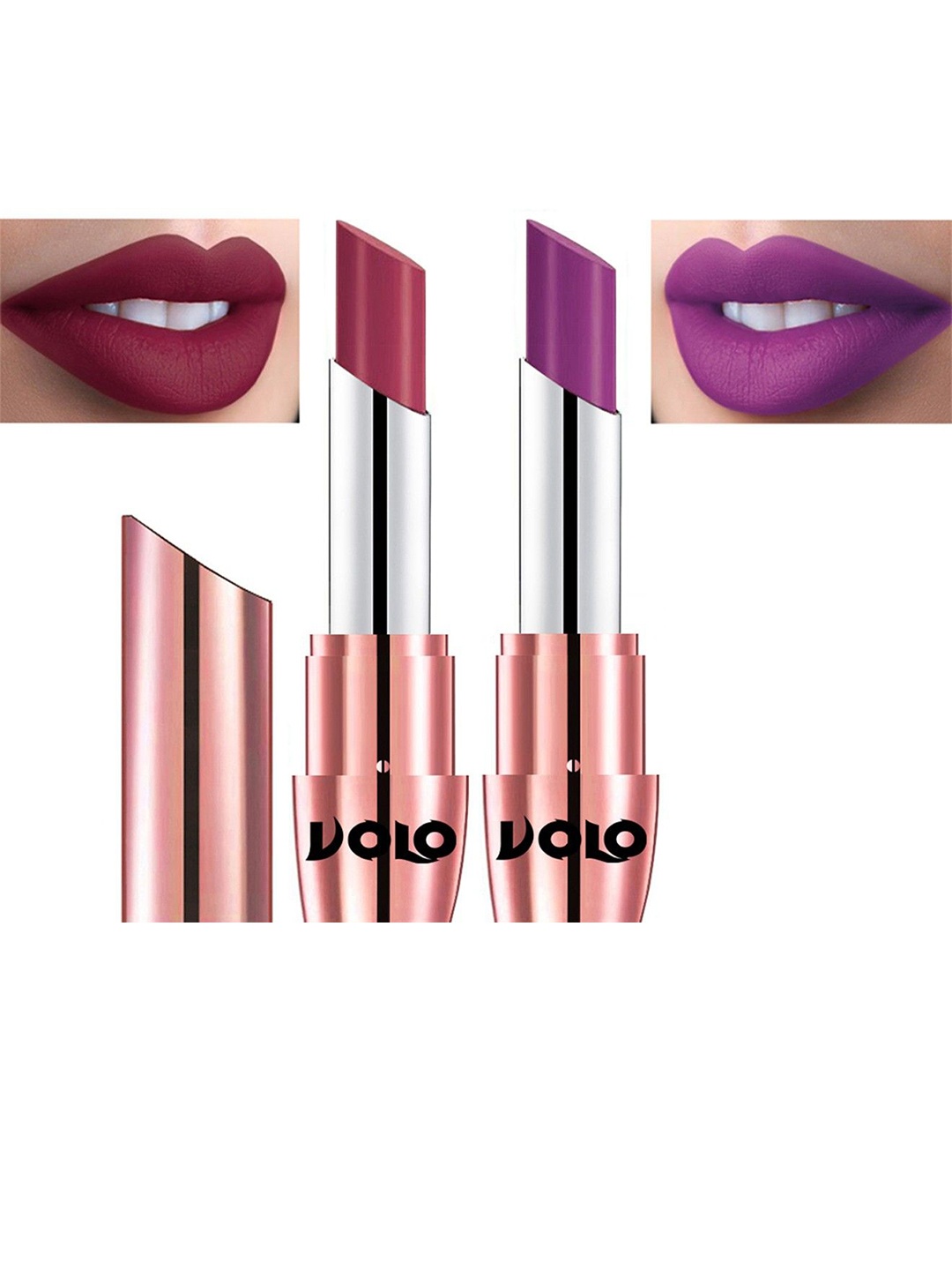 

VOLO Set Of 2 Creme Matte Lipstick 3.5g Each - Purple 638-Rose Pink 648