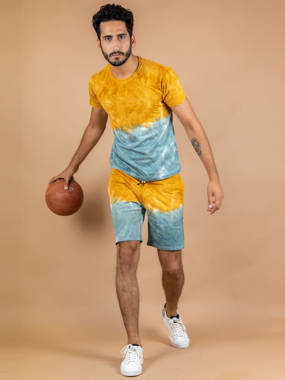 

Tistabene Tie & Dye Printed T-Shirt & Shorts Co-Ord, Yellow