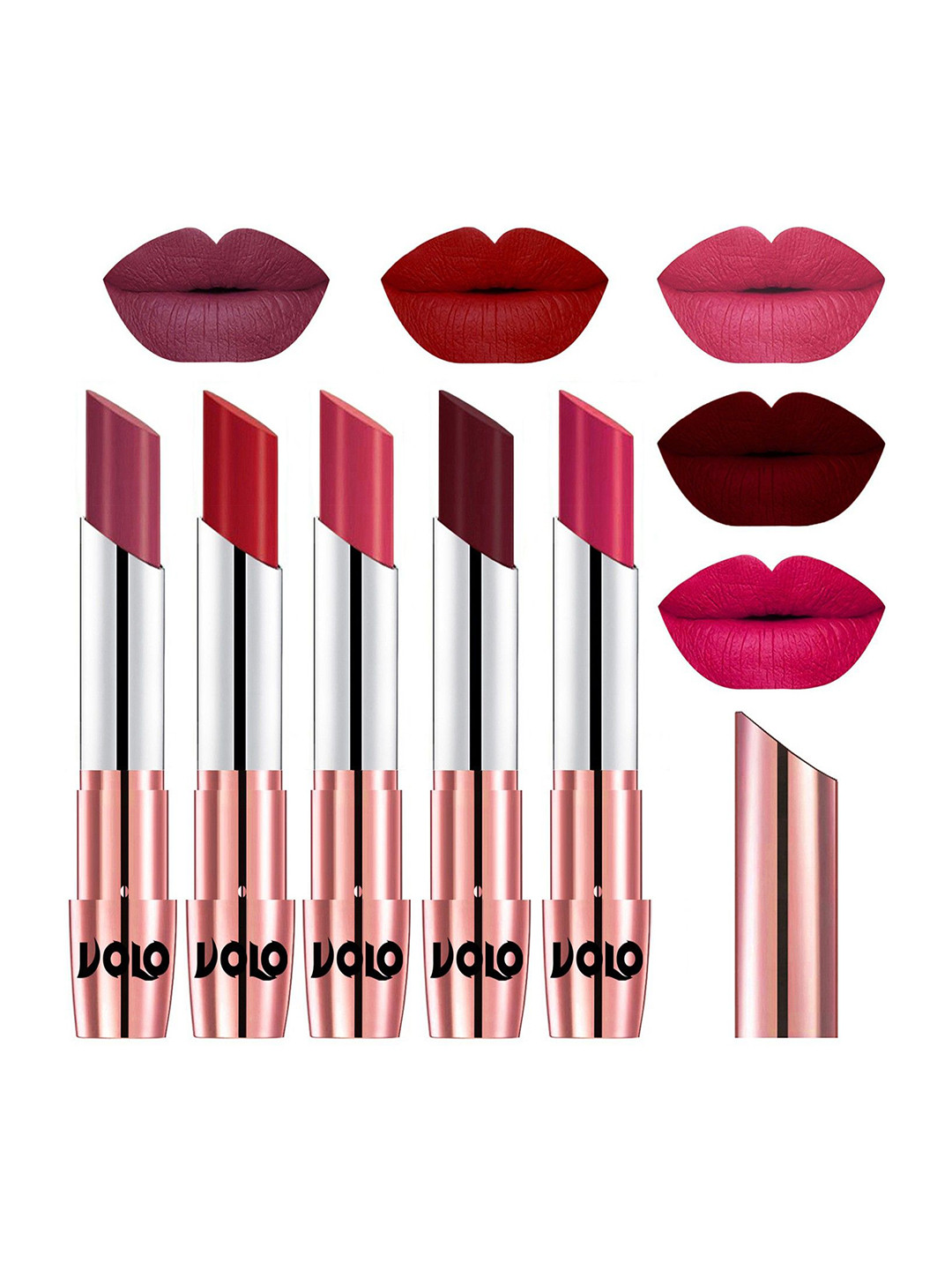 

VOLO Set Of 5 Creme Matte Lipstick - 3.5g Each - 31-40-41-42-44, Pink
