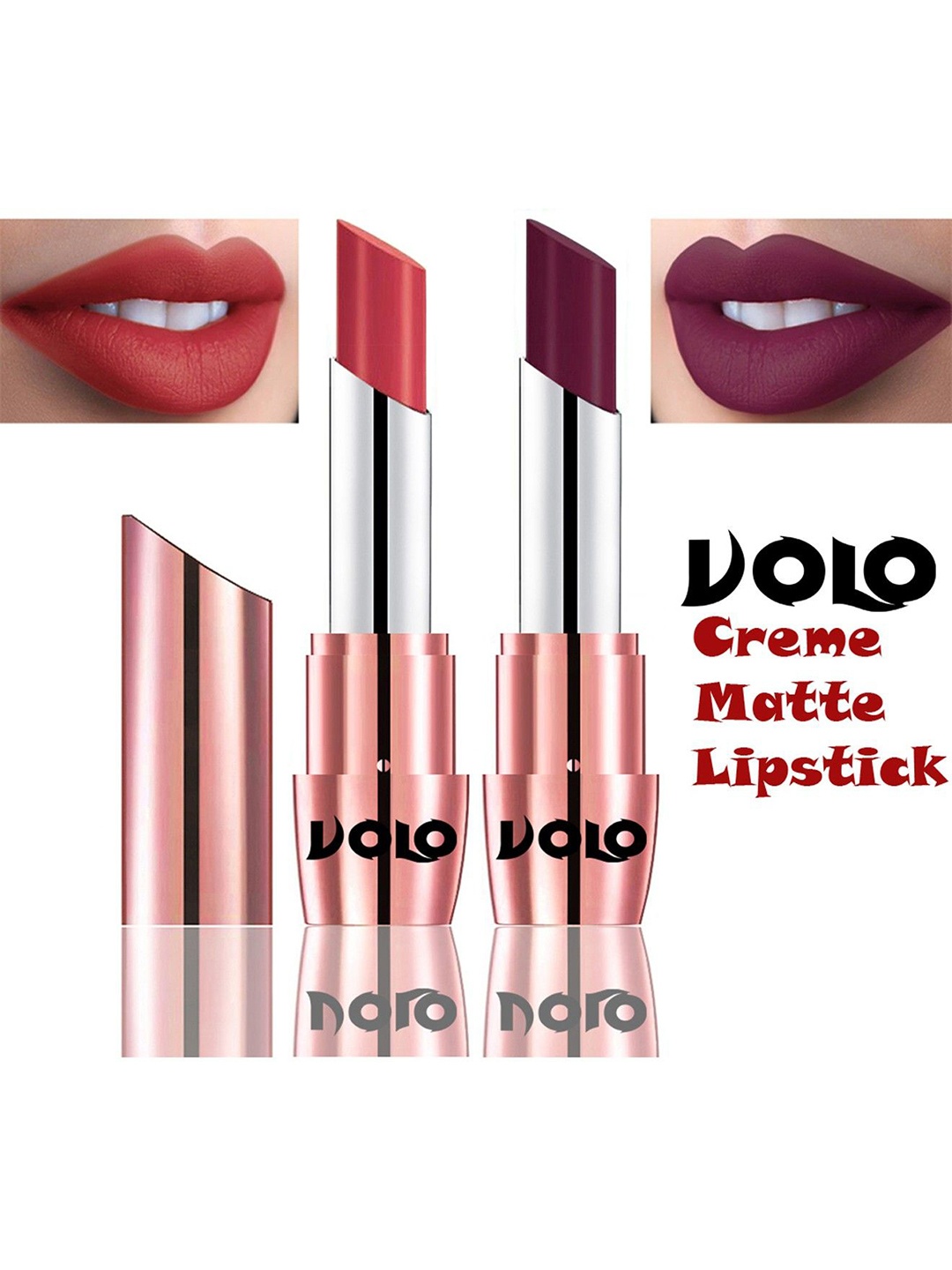 

VOLO Set Of 2 Creme Matte Lipstick 3.5g Each - Peach 633-Wine 647